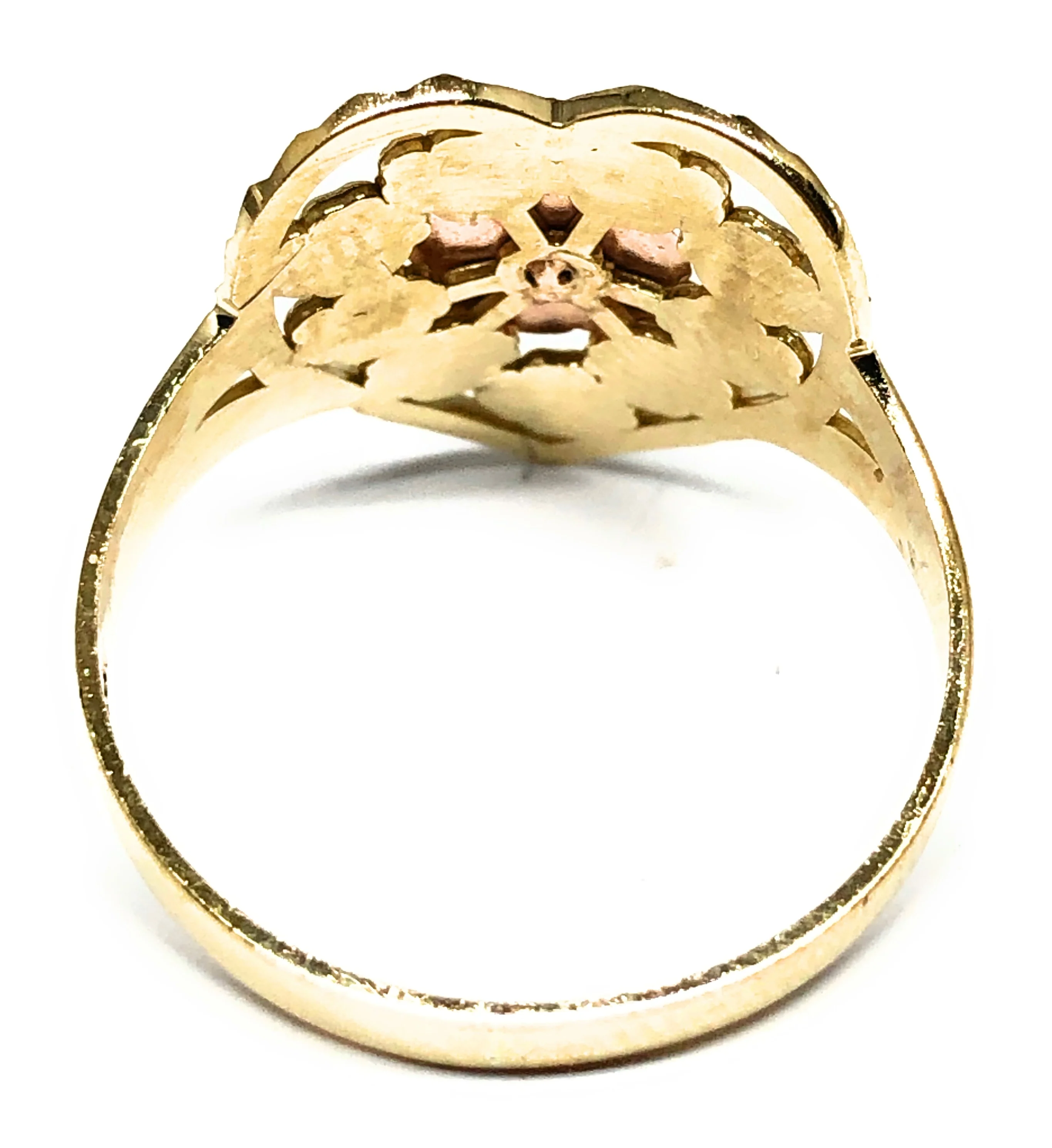 10k Solid Gold Yellow & Rose Gold Flower Ring - Image 3