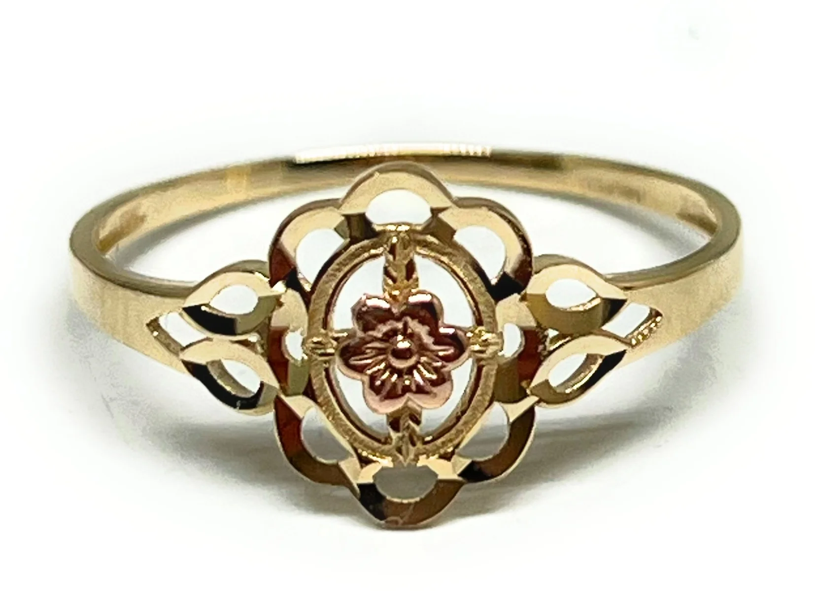 10k Solid Gold Yellow & Rose Gold Flower Ring (FC 301)