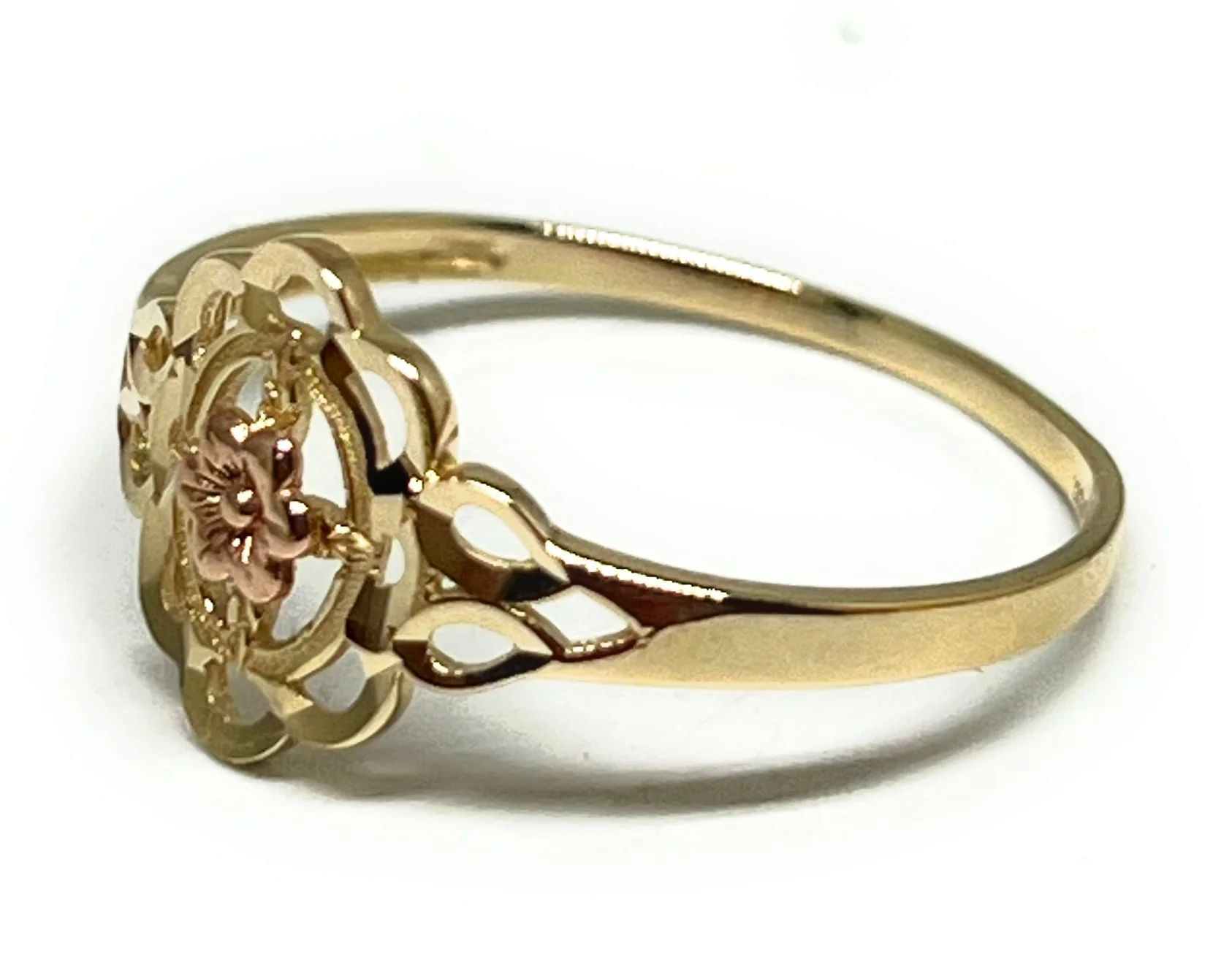 10k Solid Gold Yellow & Rose Gold Flower Ring (FC 301) - Image 2