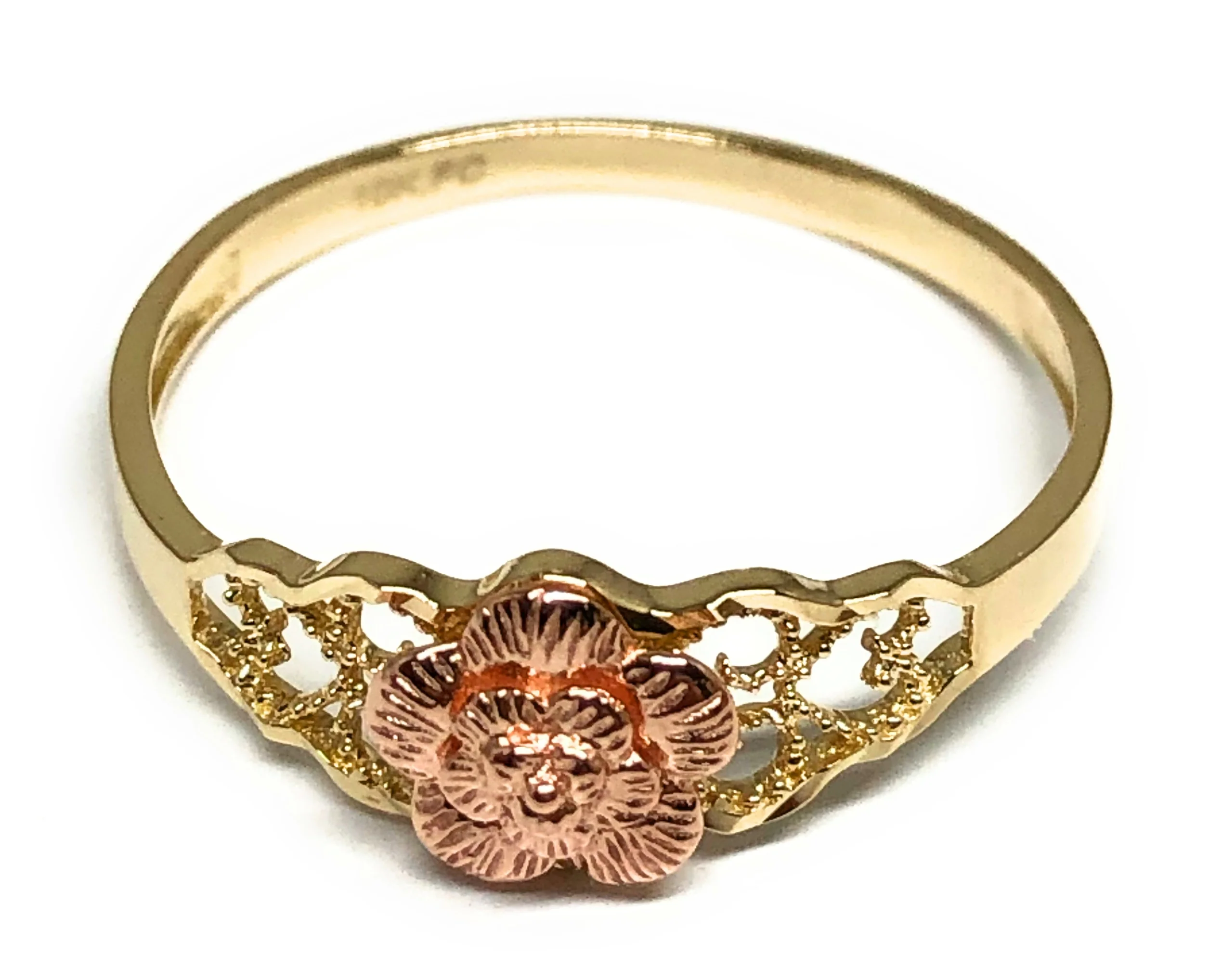 10k Solid Gold Yellow & Rose Gold Flower Ring (FC 38)
