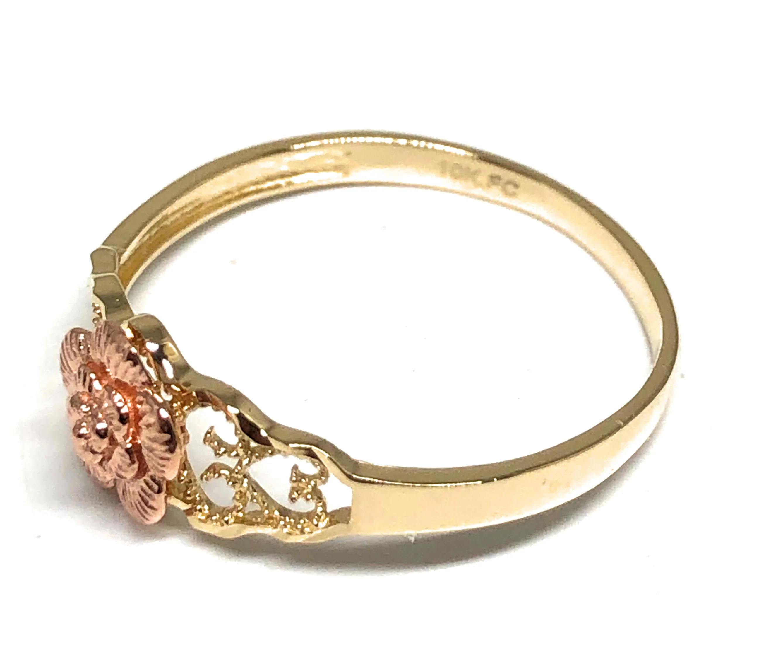 10k Solid Gold Yellow & Rose Gold Flower Ring (FC 38) - Image 2