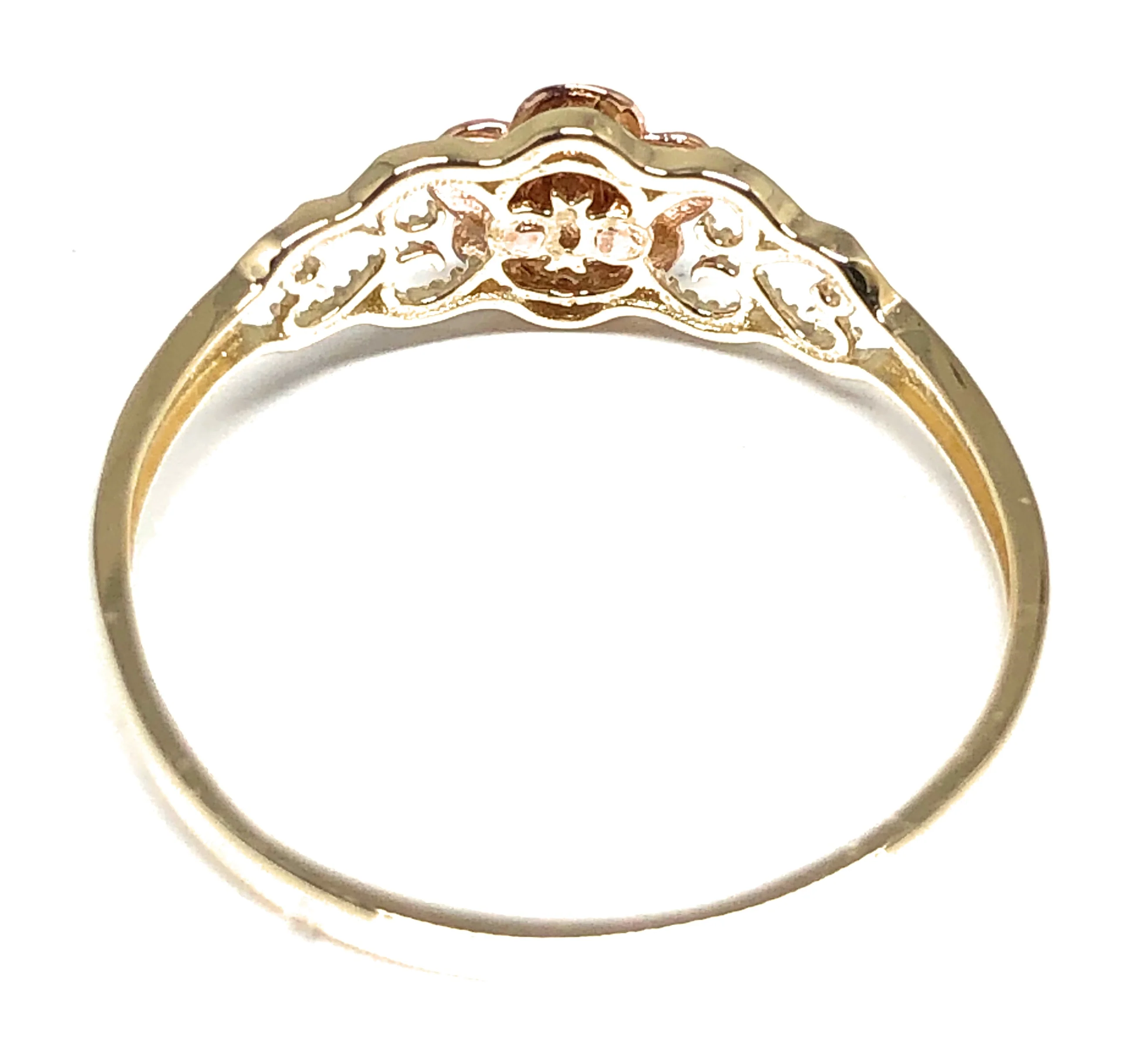 10k Solid Gold Yellow & Rose Gold Flower Ring (FC 38) - Image 3