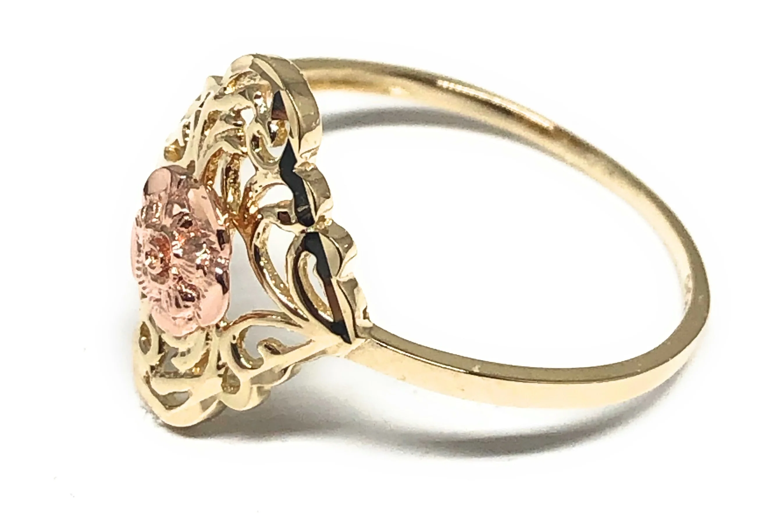 10k Solid Gold Yellow & Rose Gold Flower Ring (FC 43) - Image 3