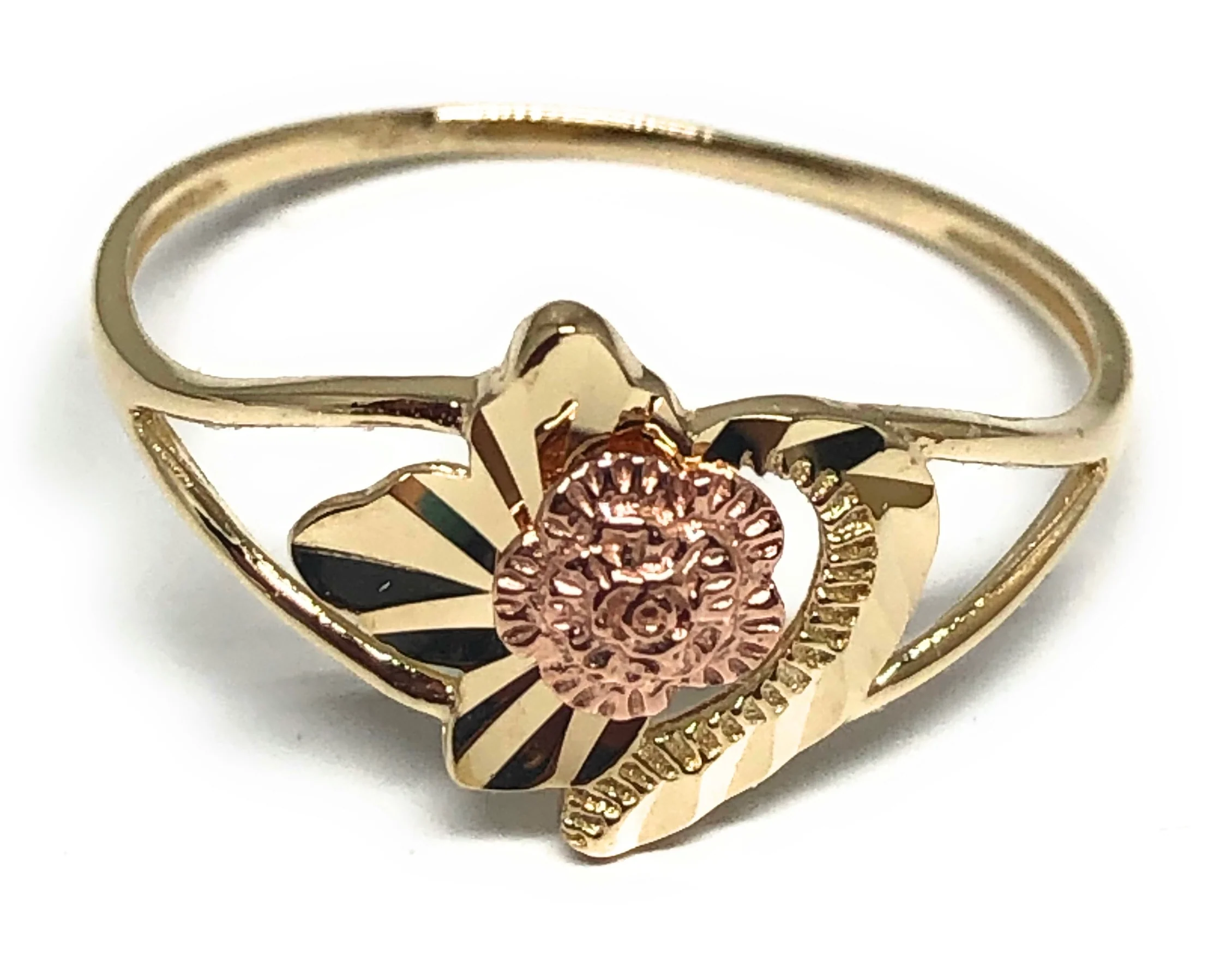 10k Solid Gold Yellow & Rose Gold Flower Ring (FC 44)