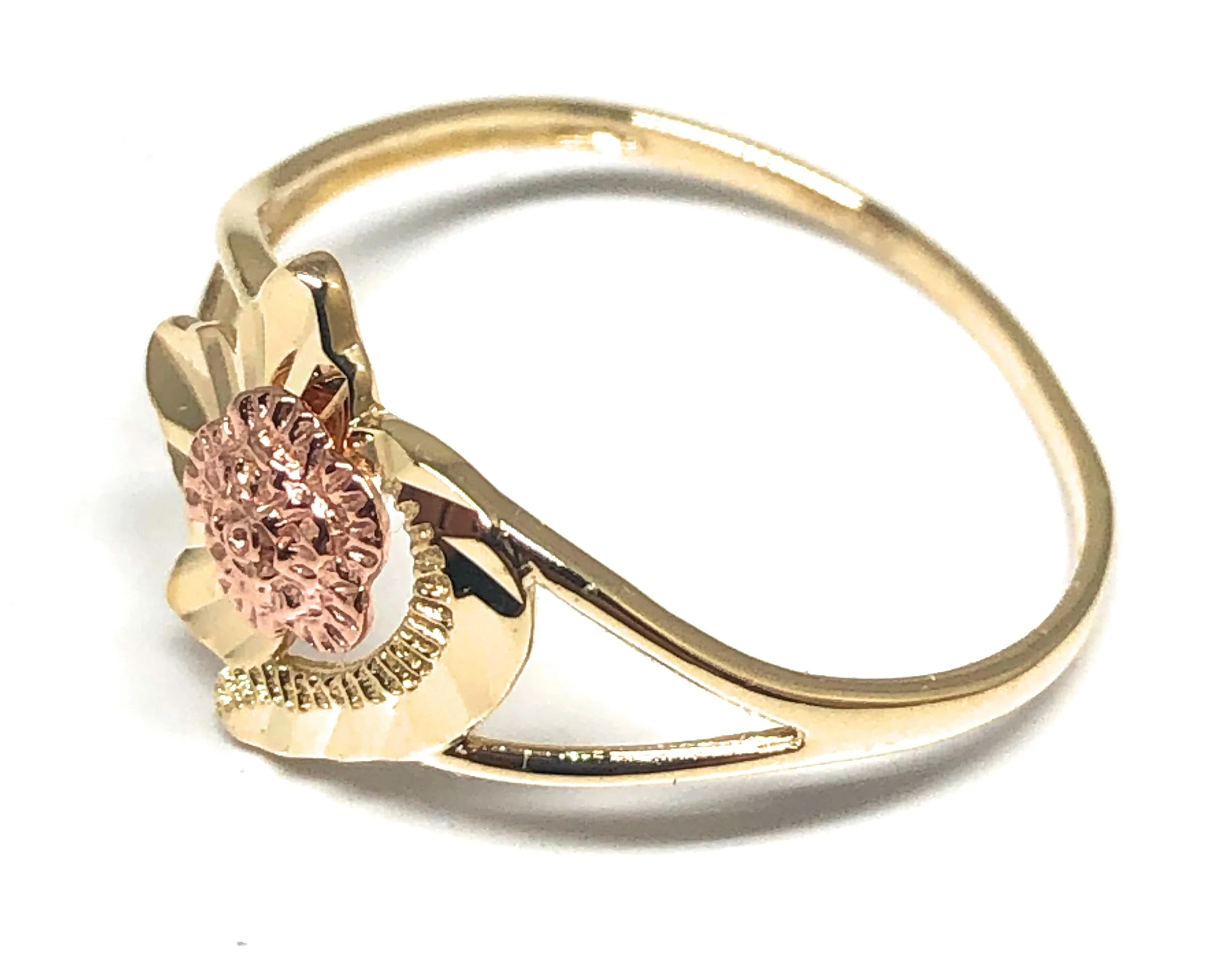 10k Solid Gold Yellow & Rose Gold Flower Ring (FC 44) - Image 2