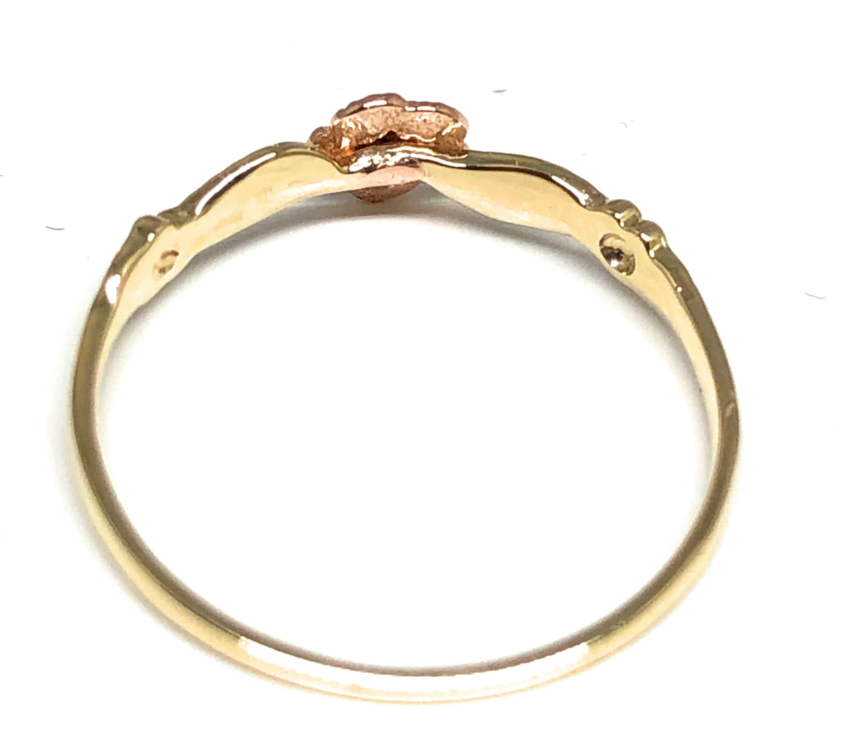 10k Solid Gold Yellow & Rose Gold Flower SMALL DAINTY Ring (FC 31) - Image 2
