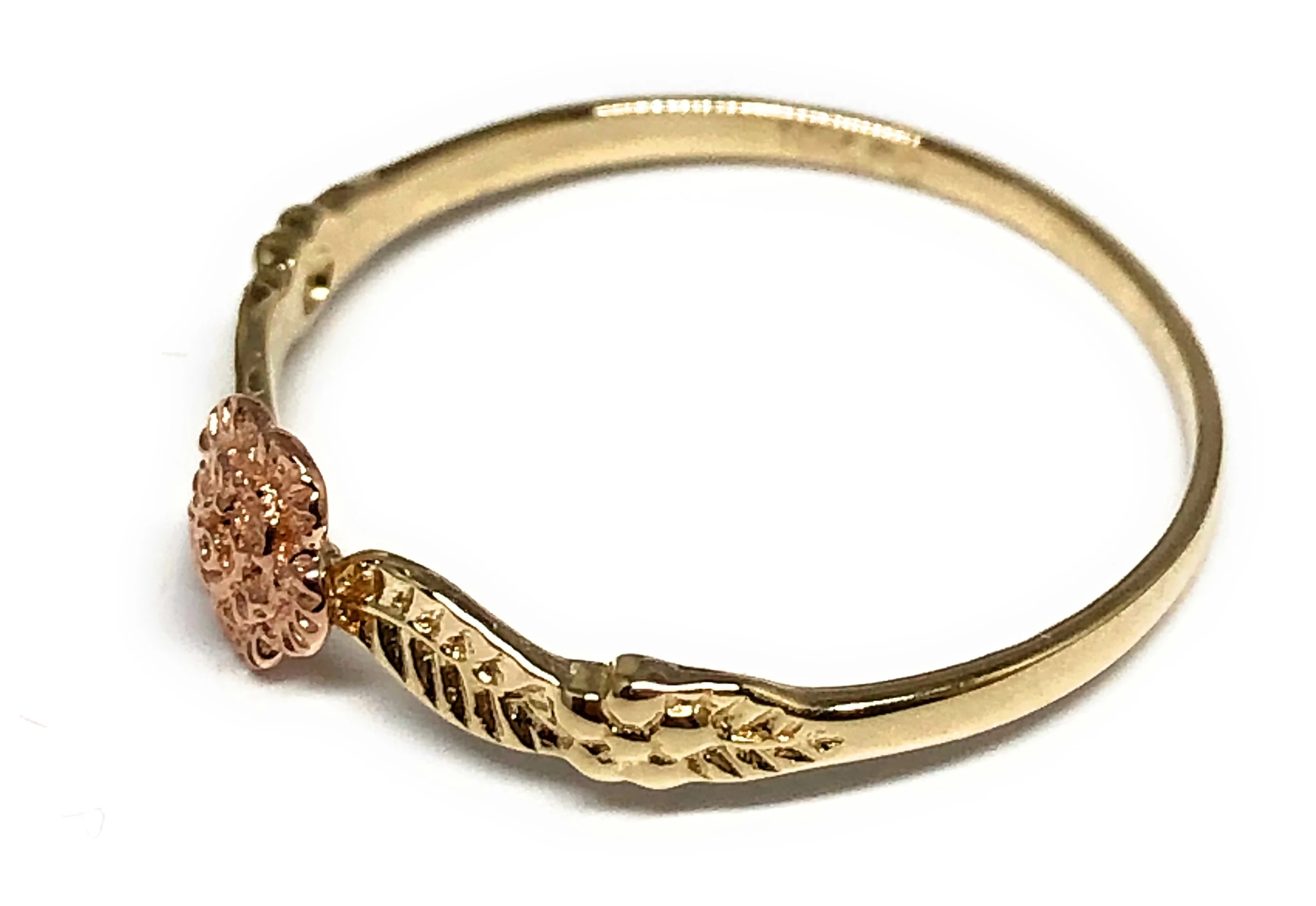 10k Solid Gold Yellow & Rose Gold Flower SMALL DAINTY Ring (FC 31) - Image 3