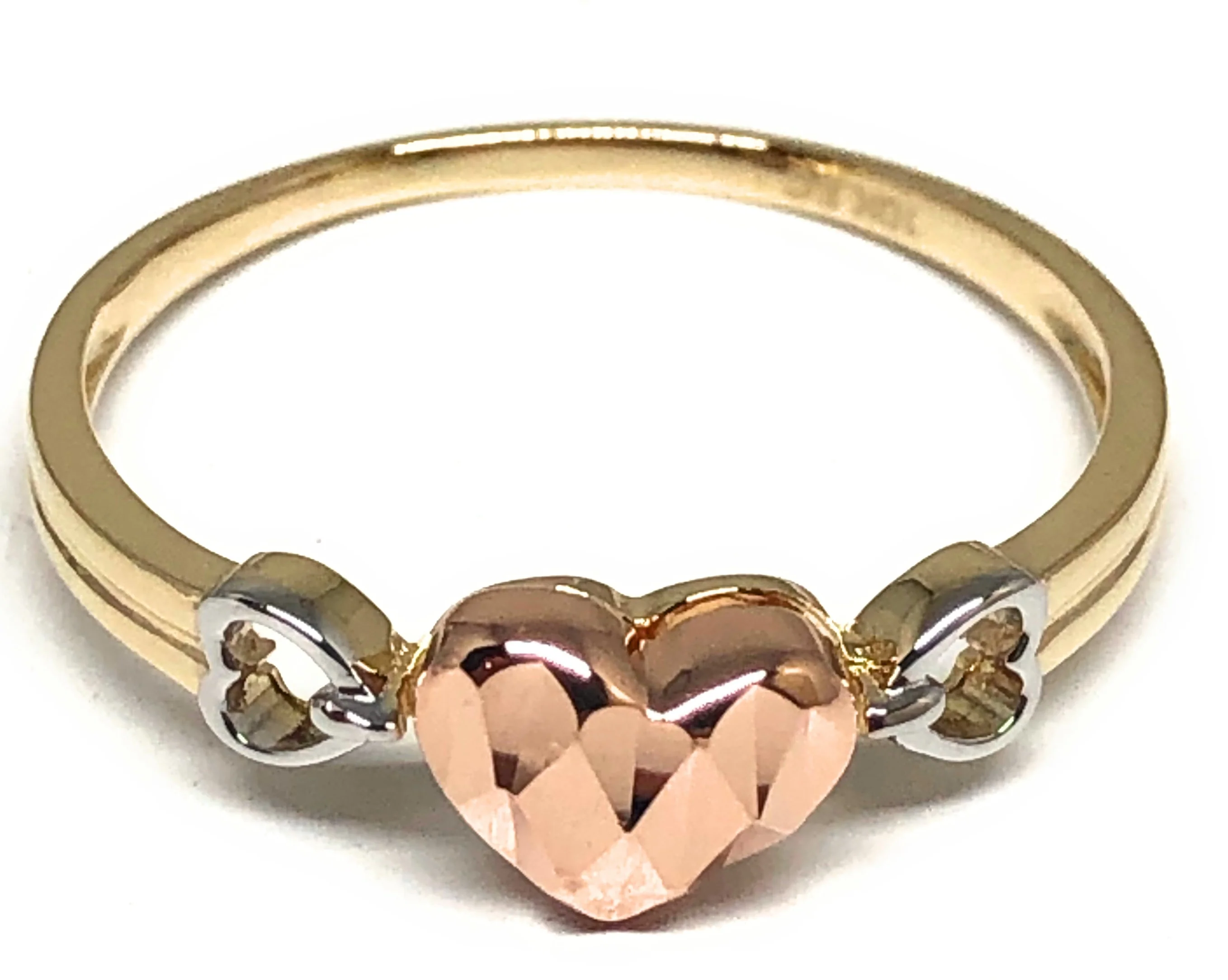 10k Solid Gold Tri-Color Gold Heart Ring (FC 67)