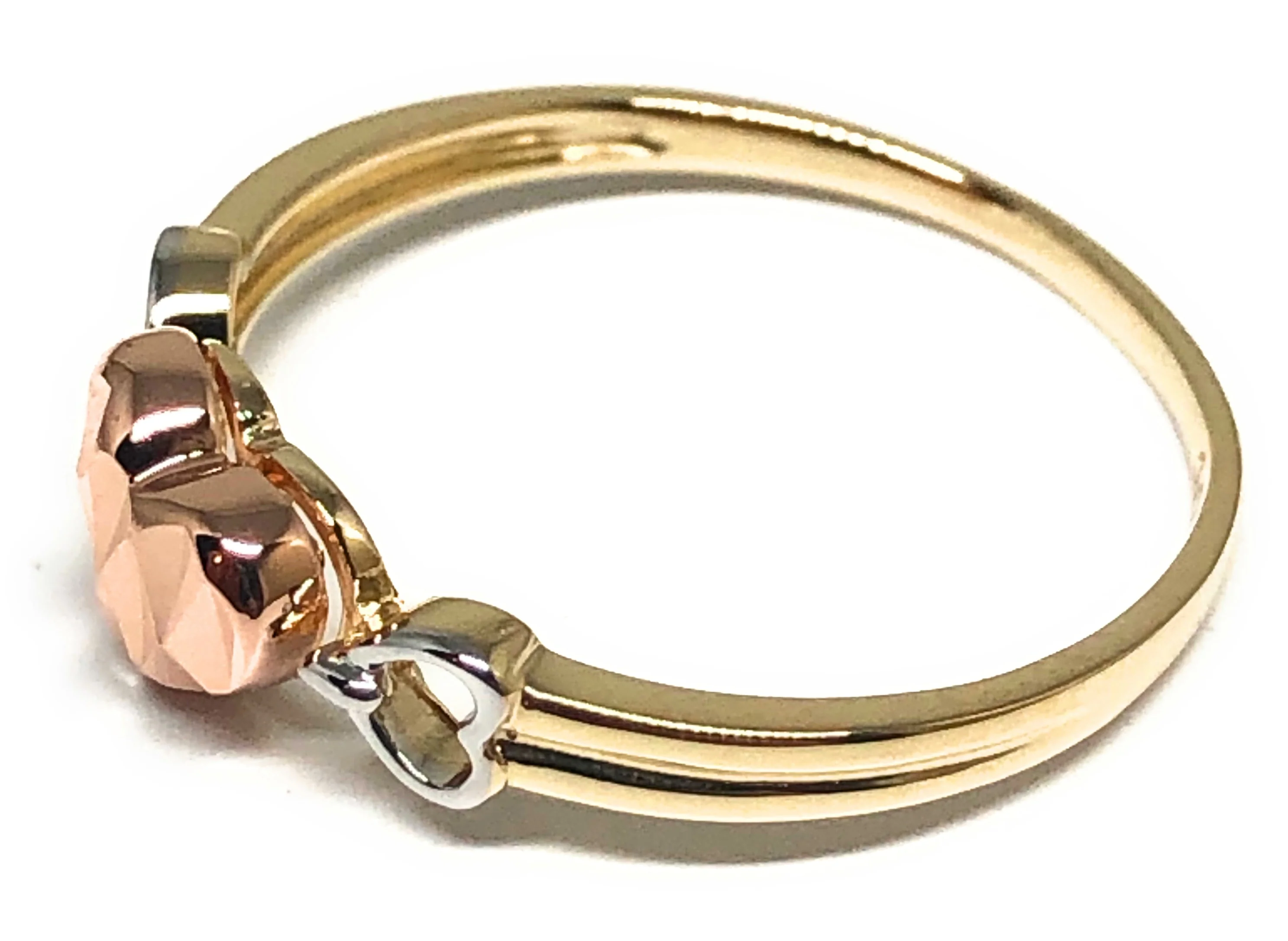 10k Solid Gold Tri-Color Gold Heart Ring (FC 67) - Image 3