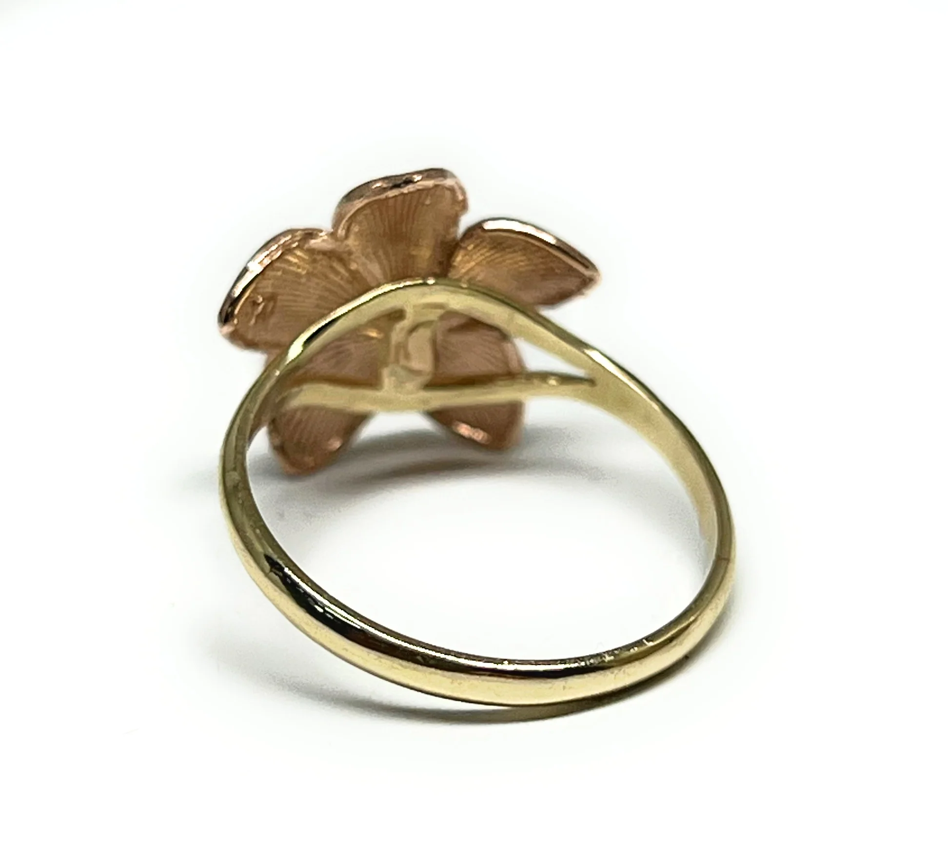 10k Solid Gold Yellow Rose Gold PLUMERIA Flower Ring - Image 4
