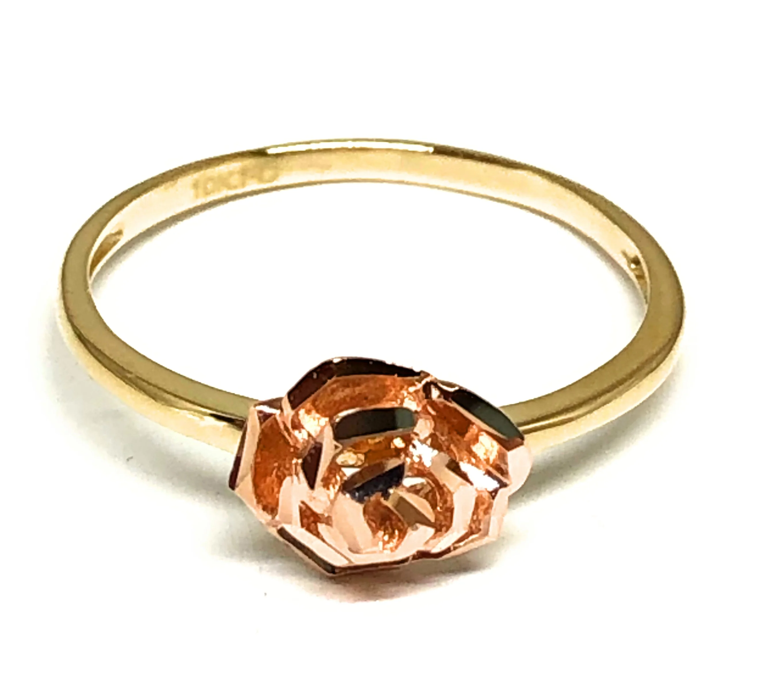 10k Solid Gold Yellow & Rose Gold Rose Flower Ring (FC 37)