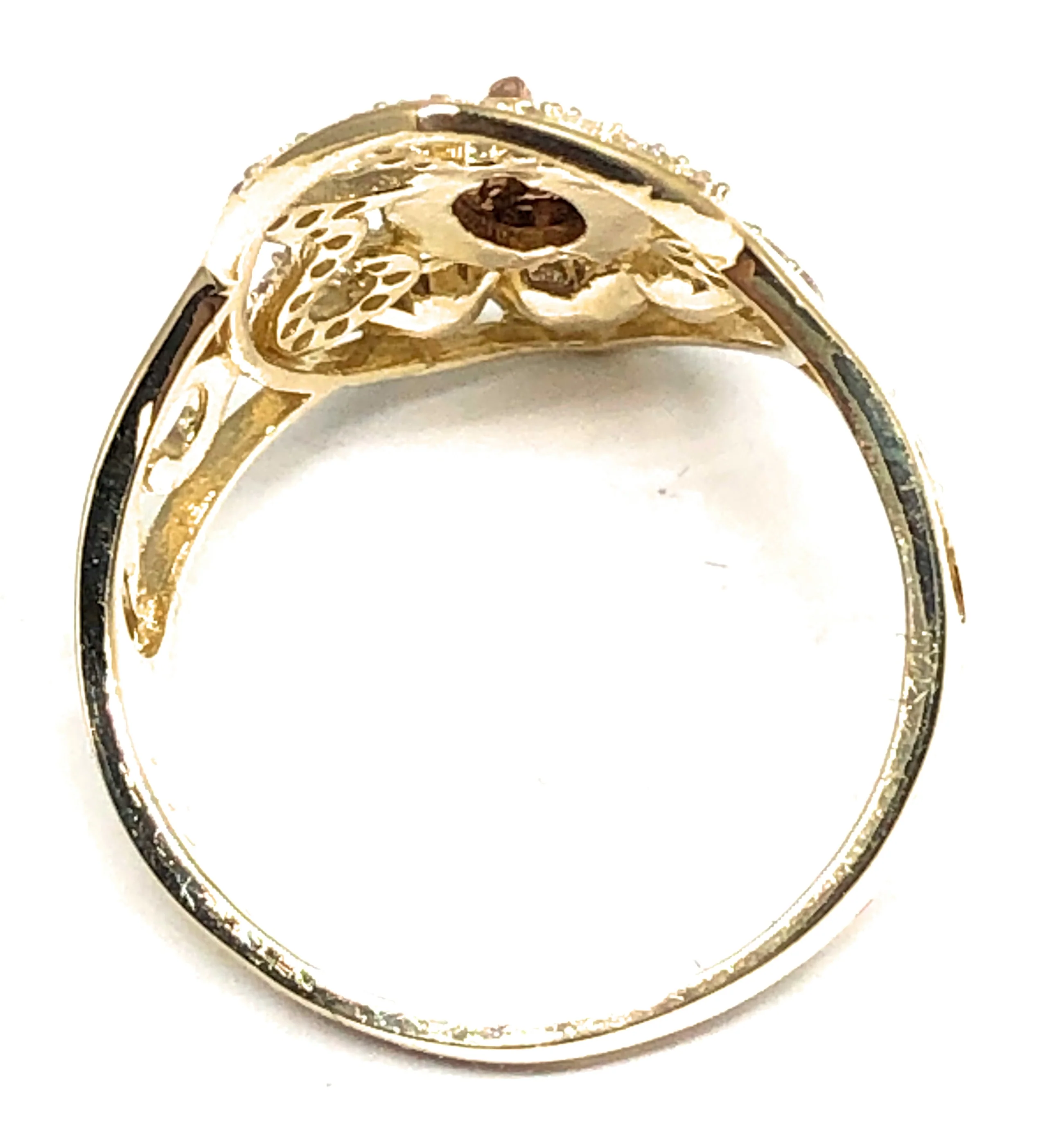 10k Solid Gold Yellow & Rose Gold Virrgin Mary CZ Flower Ring - Image 3