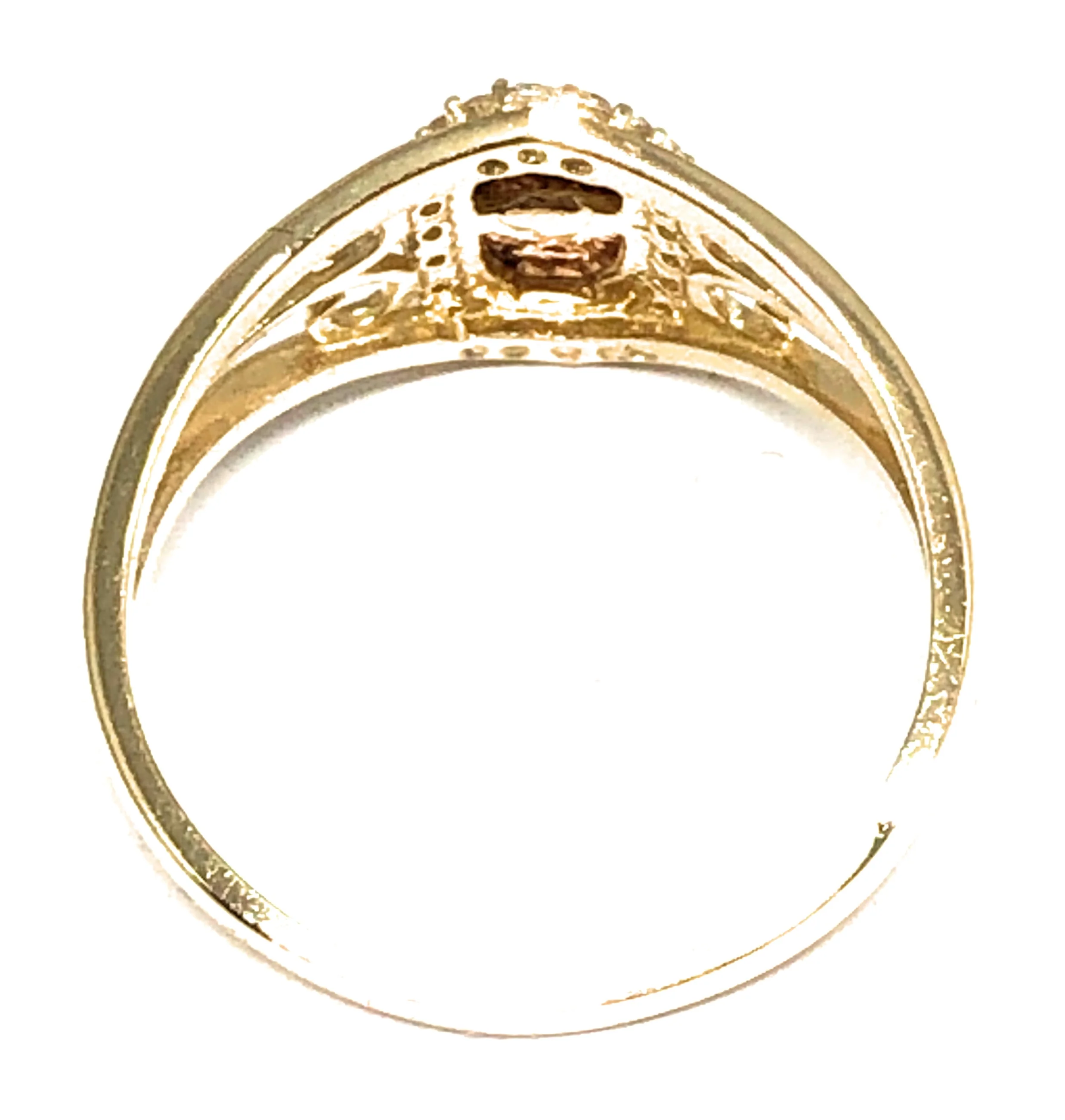 10k Solid Gold Yellow & Rose Gold Virrgin Mary CZ Ring - Image 3