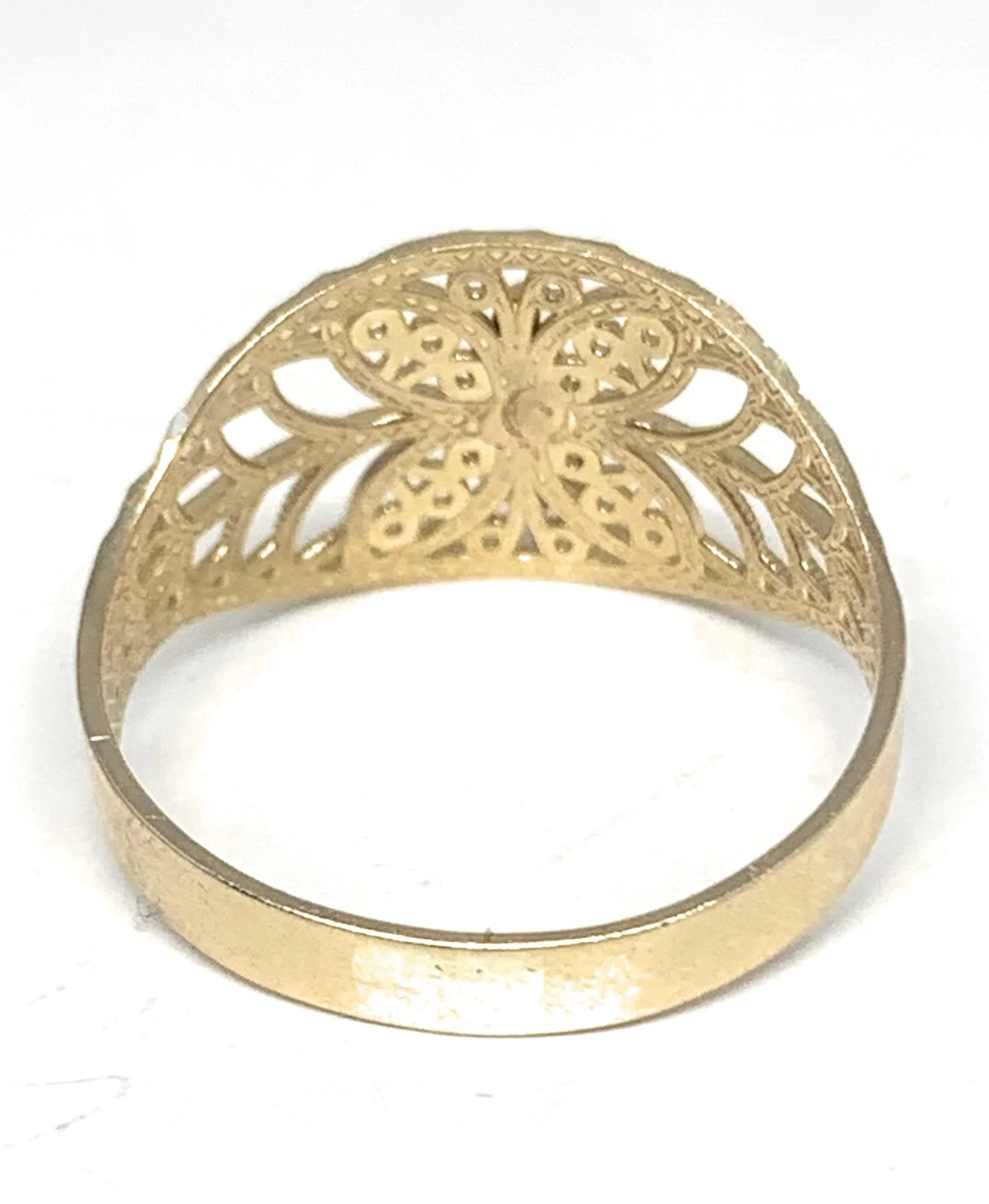 10k Solid Gold Yellow & Rose Gold Virrgin Mary Filigran Butterfly Ring (FC 147) - Image 3