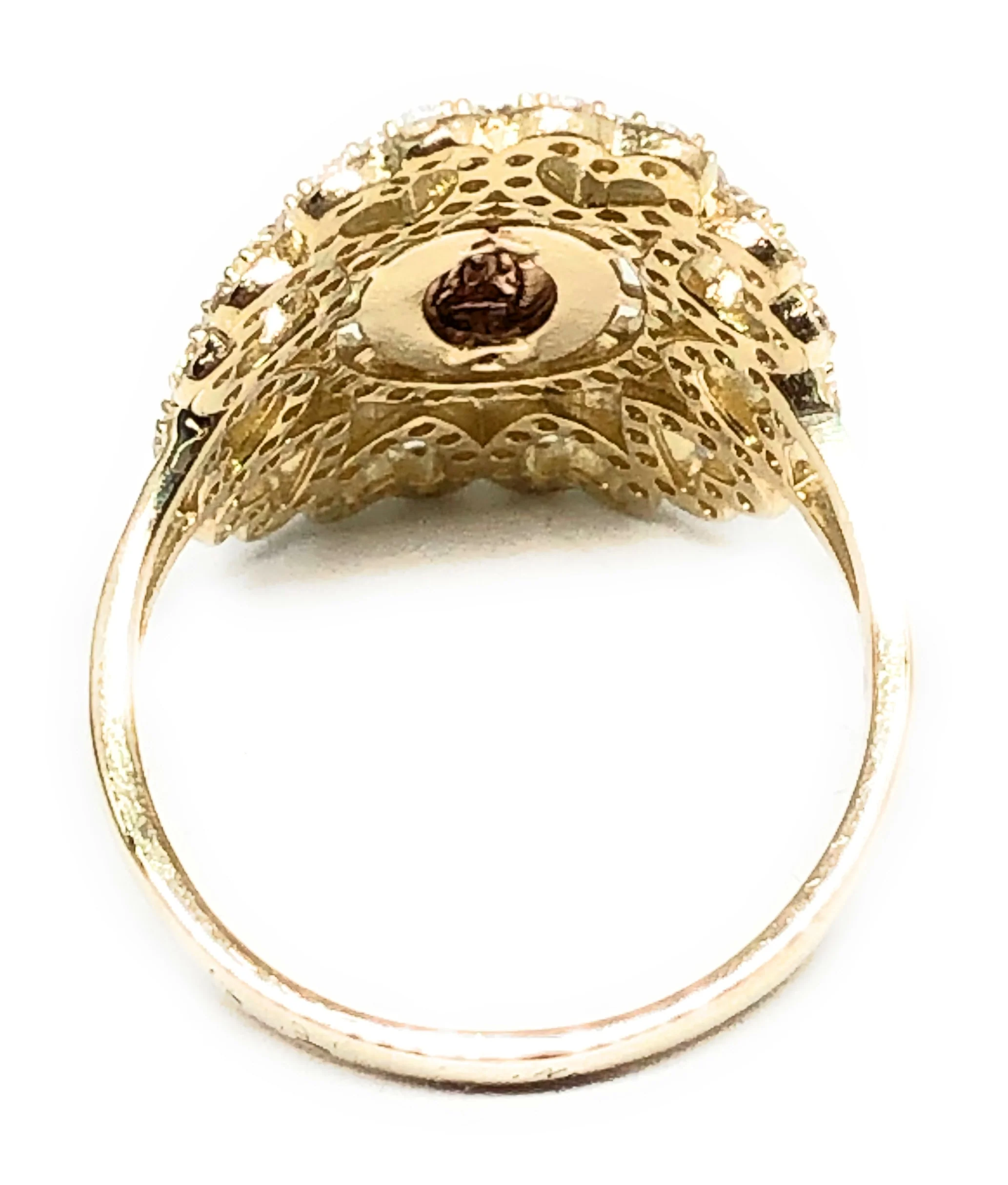 10k Solid Gold Yellow & Rose Gold Virrgin Mary Hearts CZ Ring - Image 2