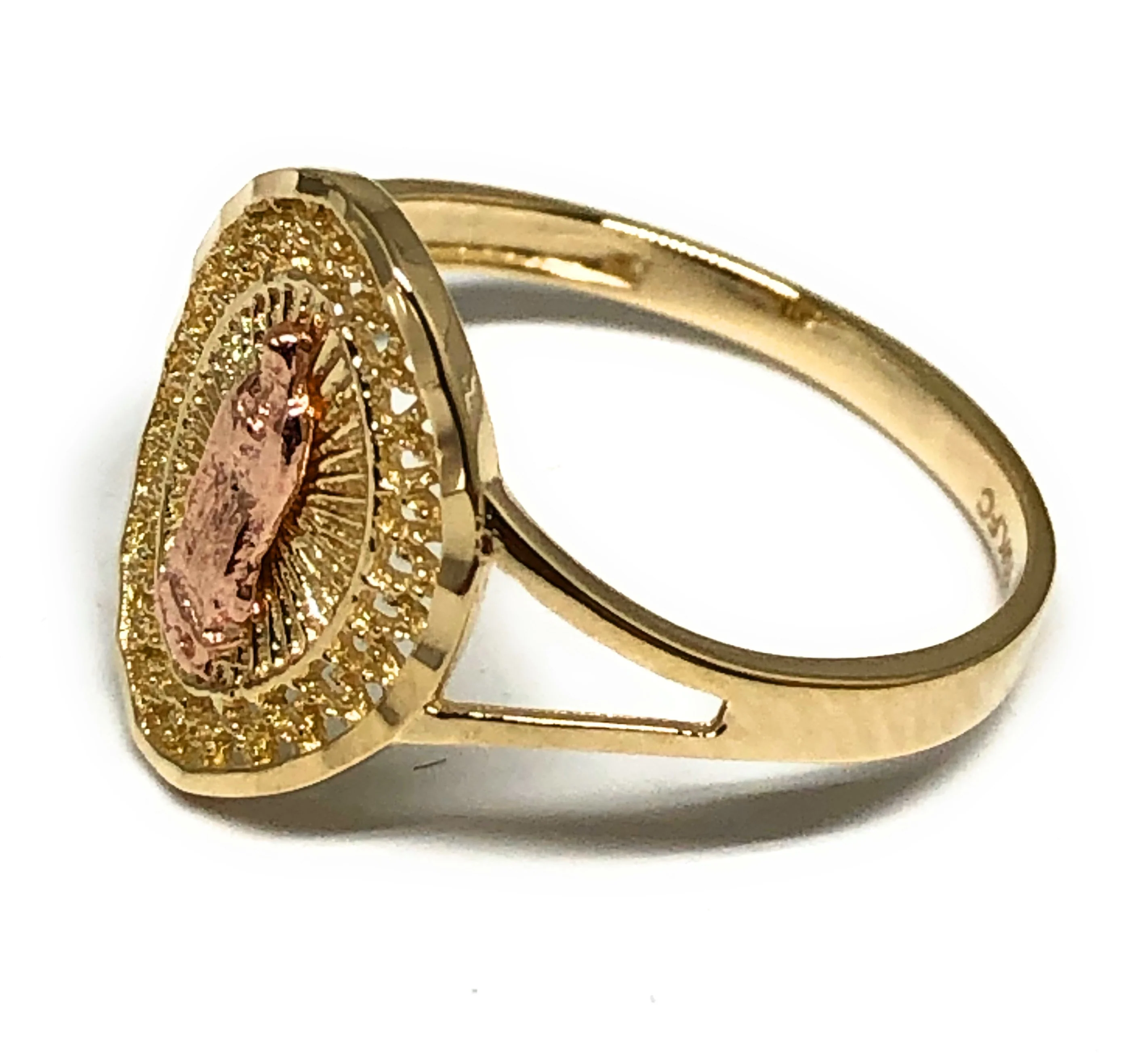 10k Solid Gold Yellow & Rose Gold Virrgin Mary Ring (FC 24) - Image 2