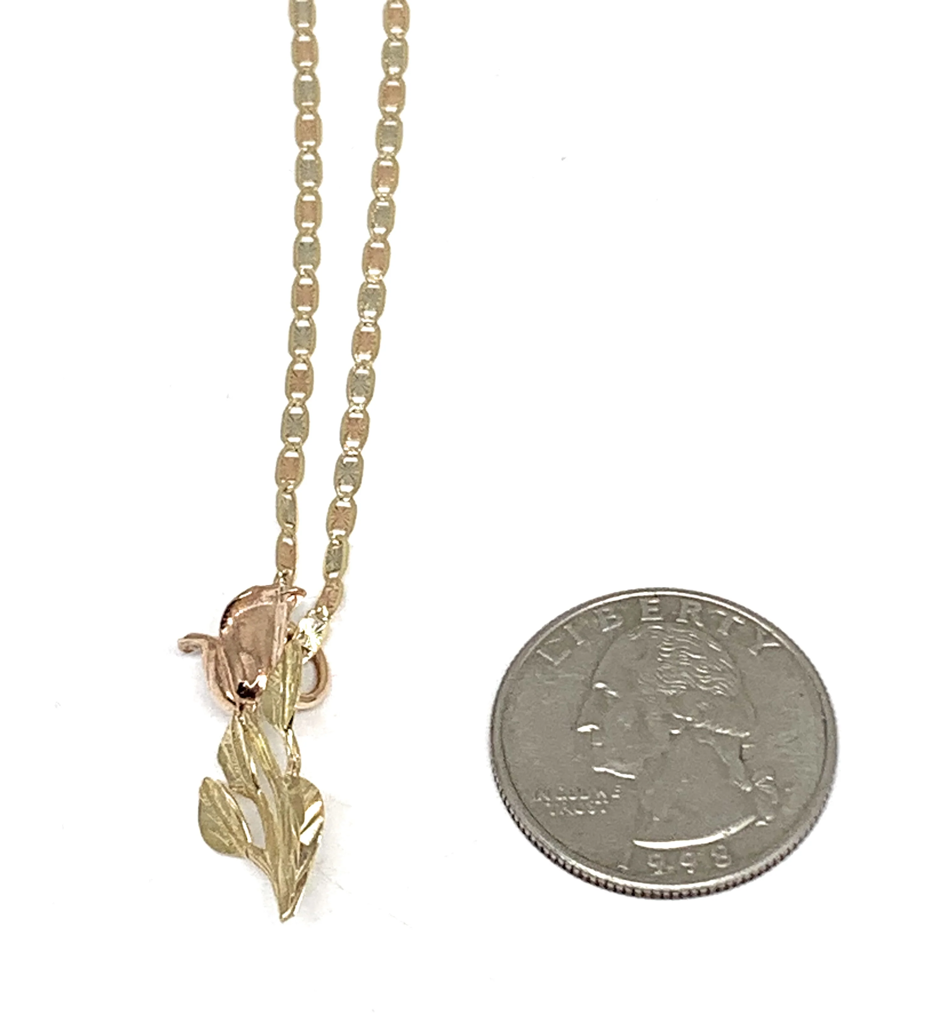10k Solid Gold Yellow & Rose Pendant Necklace Valentina Chain - Image 2