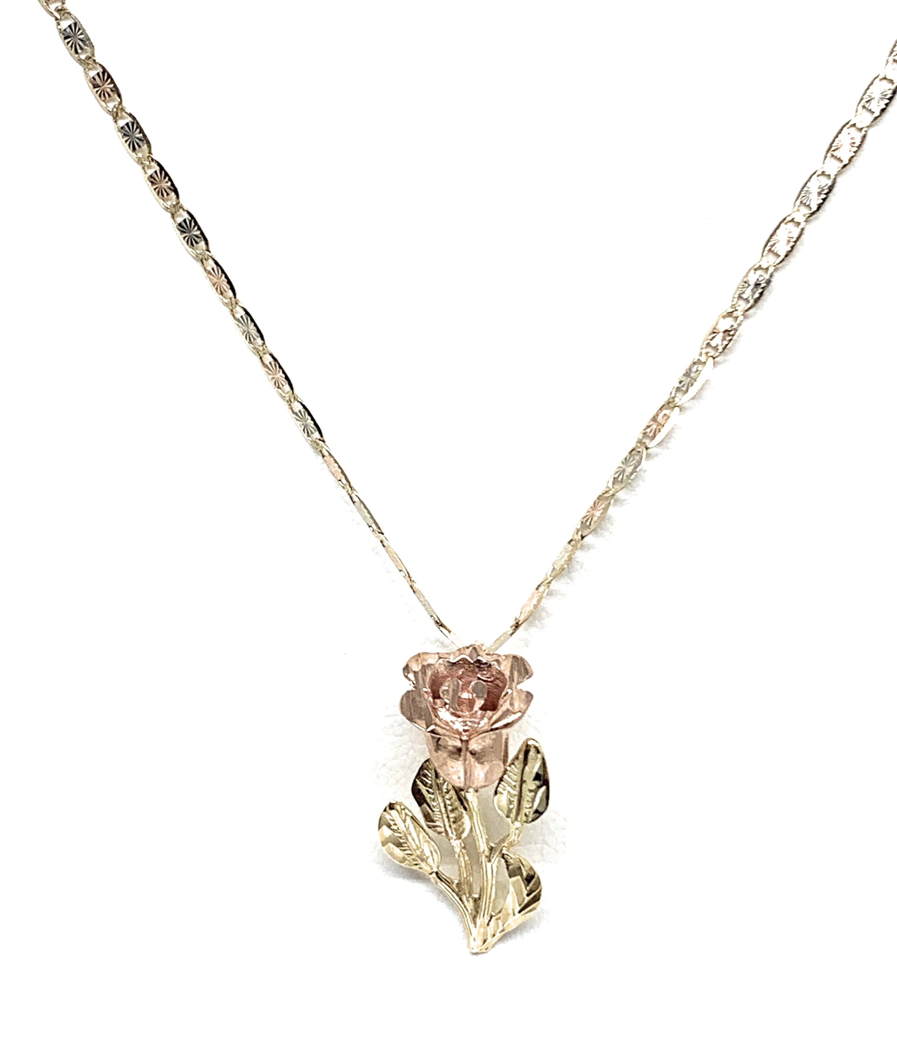 10k Solid Gold Yellow & Rose Pendant Necklace Valentina Chain - Image 5