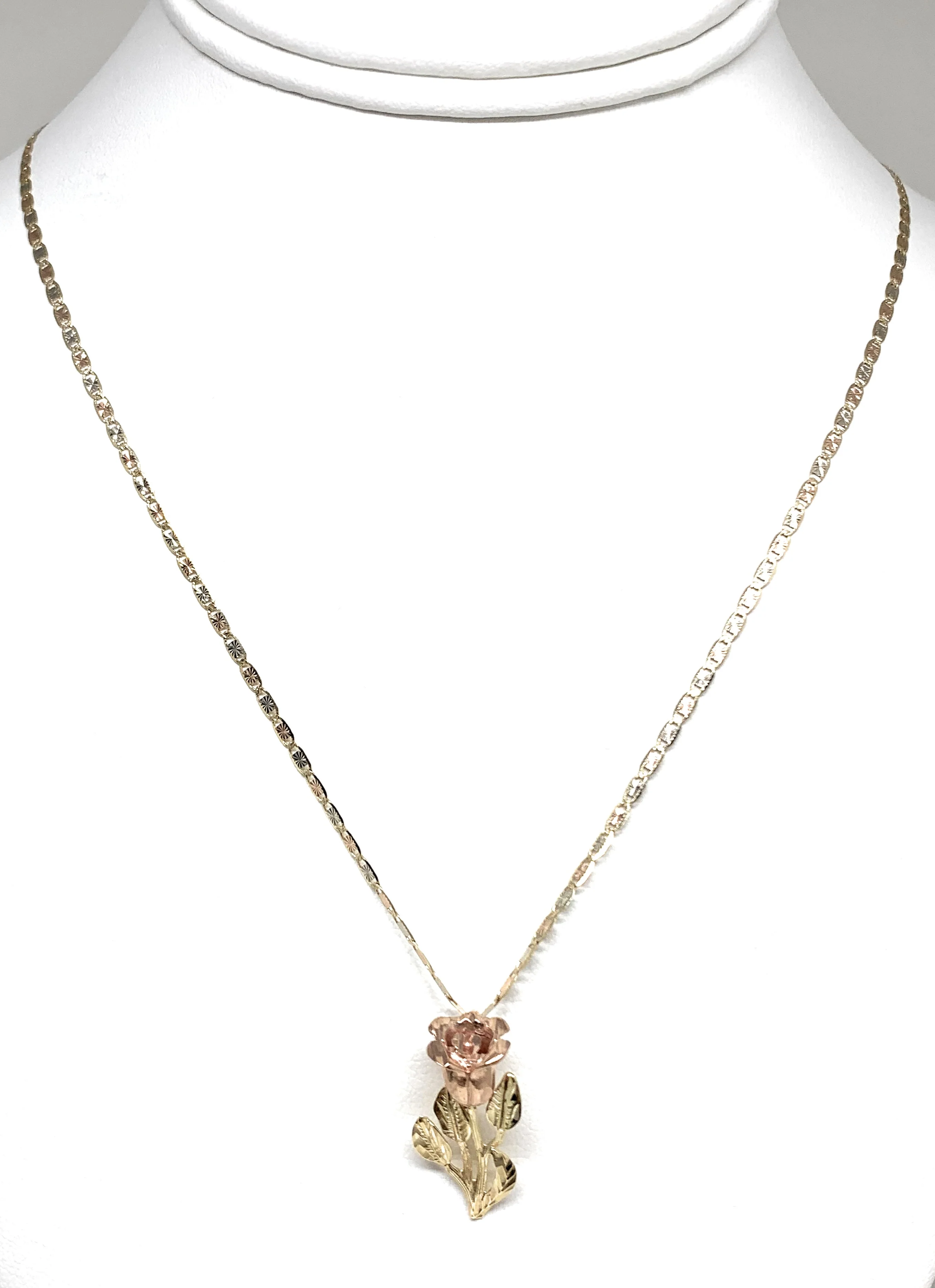 10k Solid Gold Yellow & Rose Pendant Necklace Valentina Chain - Image 6