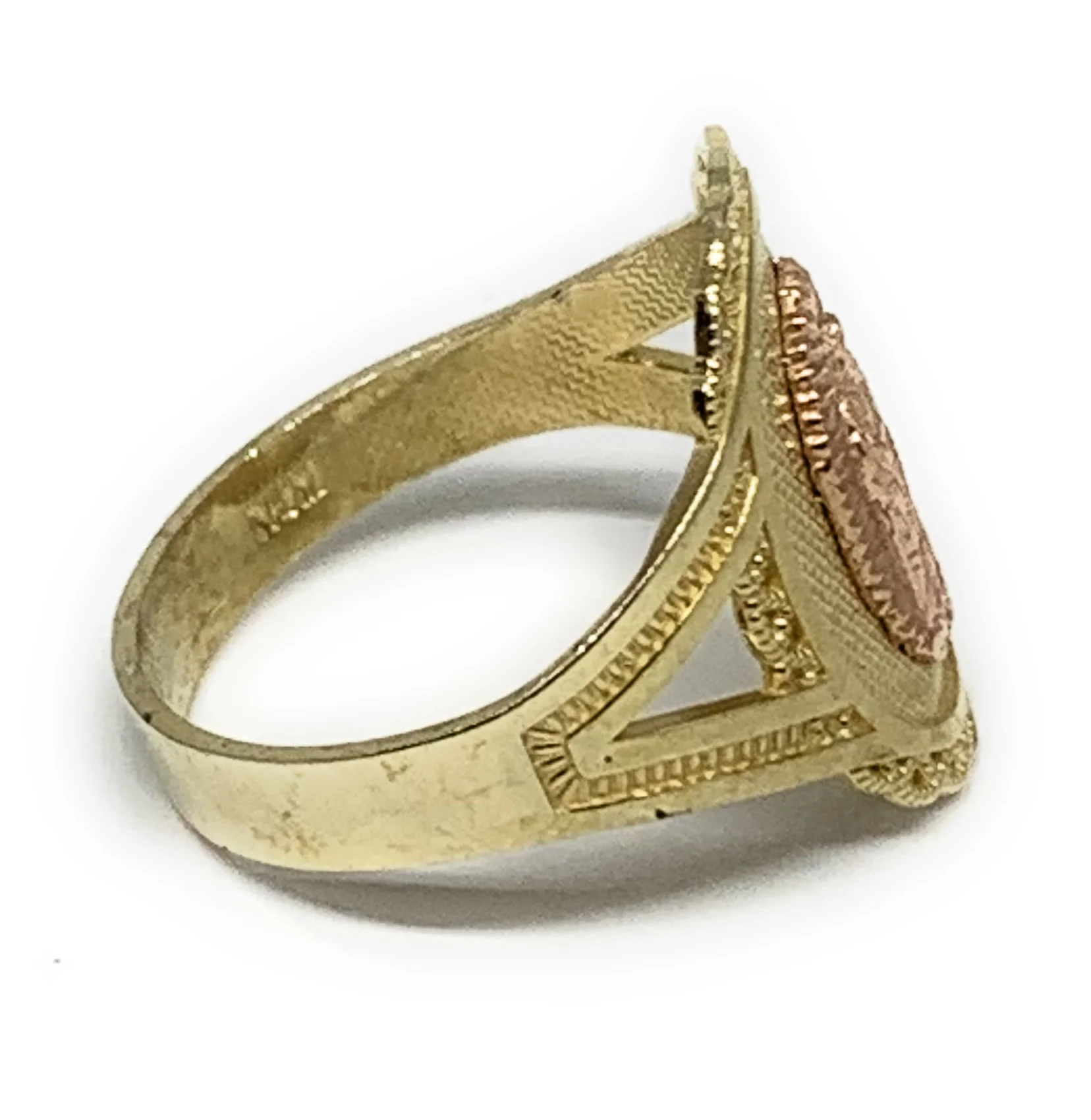 10k Solid Gold Yellow & Rose Virrgin Mary Ring Virrgen Guadalupe - Image 2