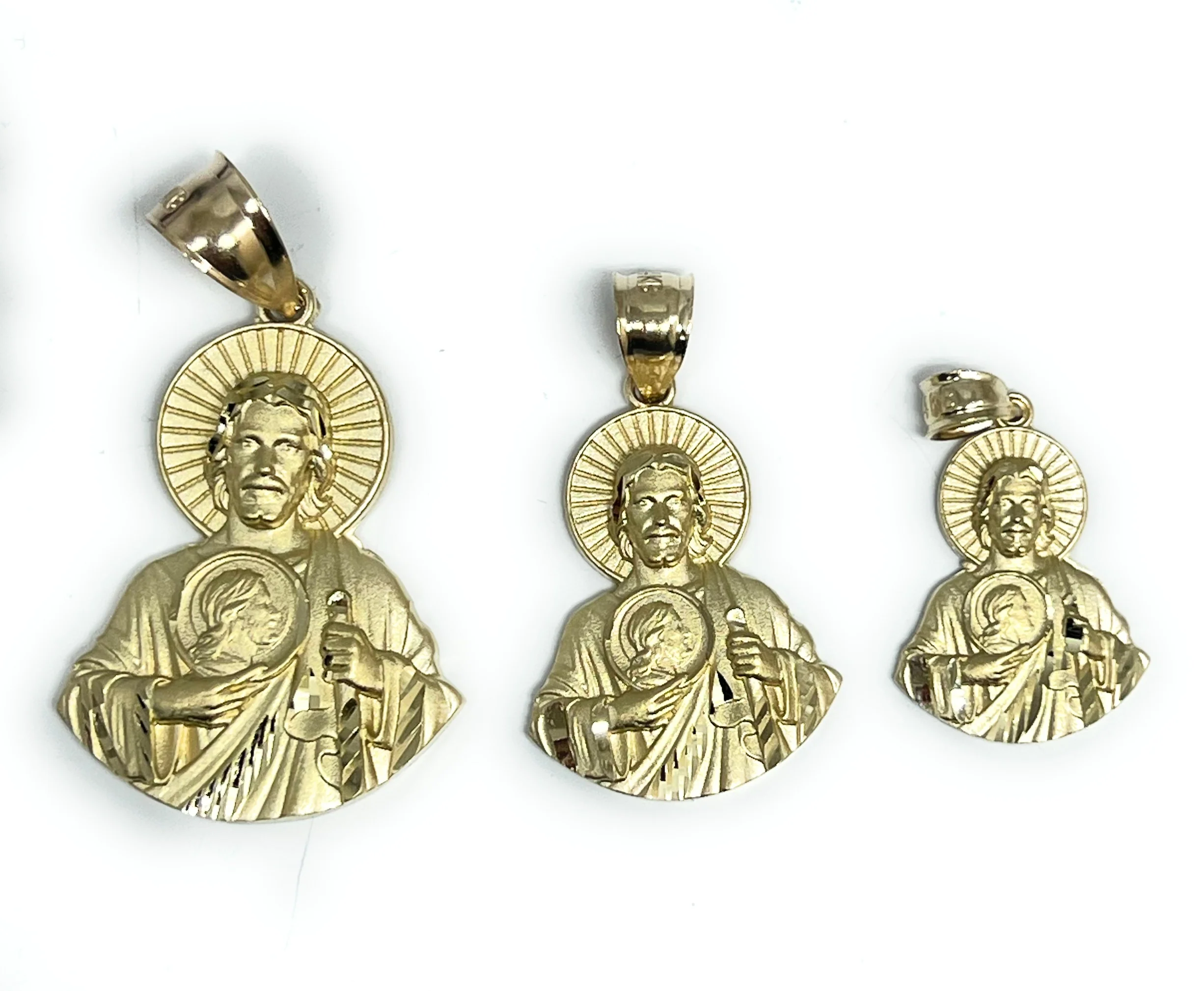 10k Solid Gold Yellow Saan Judas Saaint Jude HALF BODY Pendant Figaro Chain (LG) - Image 2