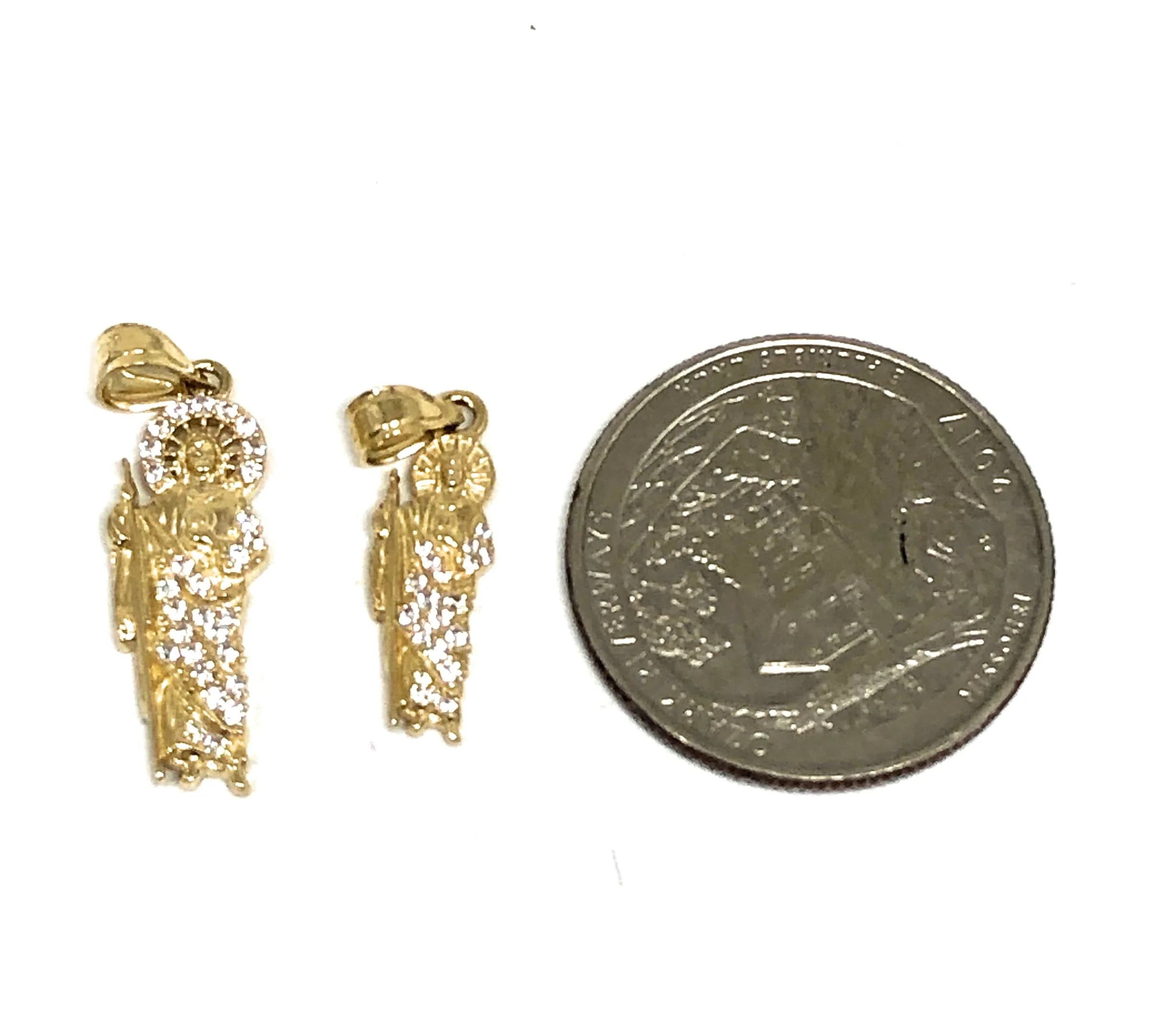 10k Solid Gold Yellow Saan Judas Cubic Zirconia Pendant Necklace (XS, SM, MED) - Image 2