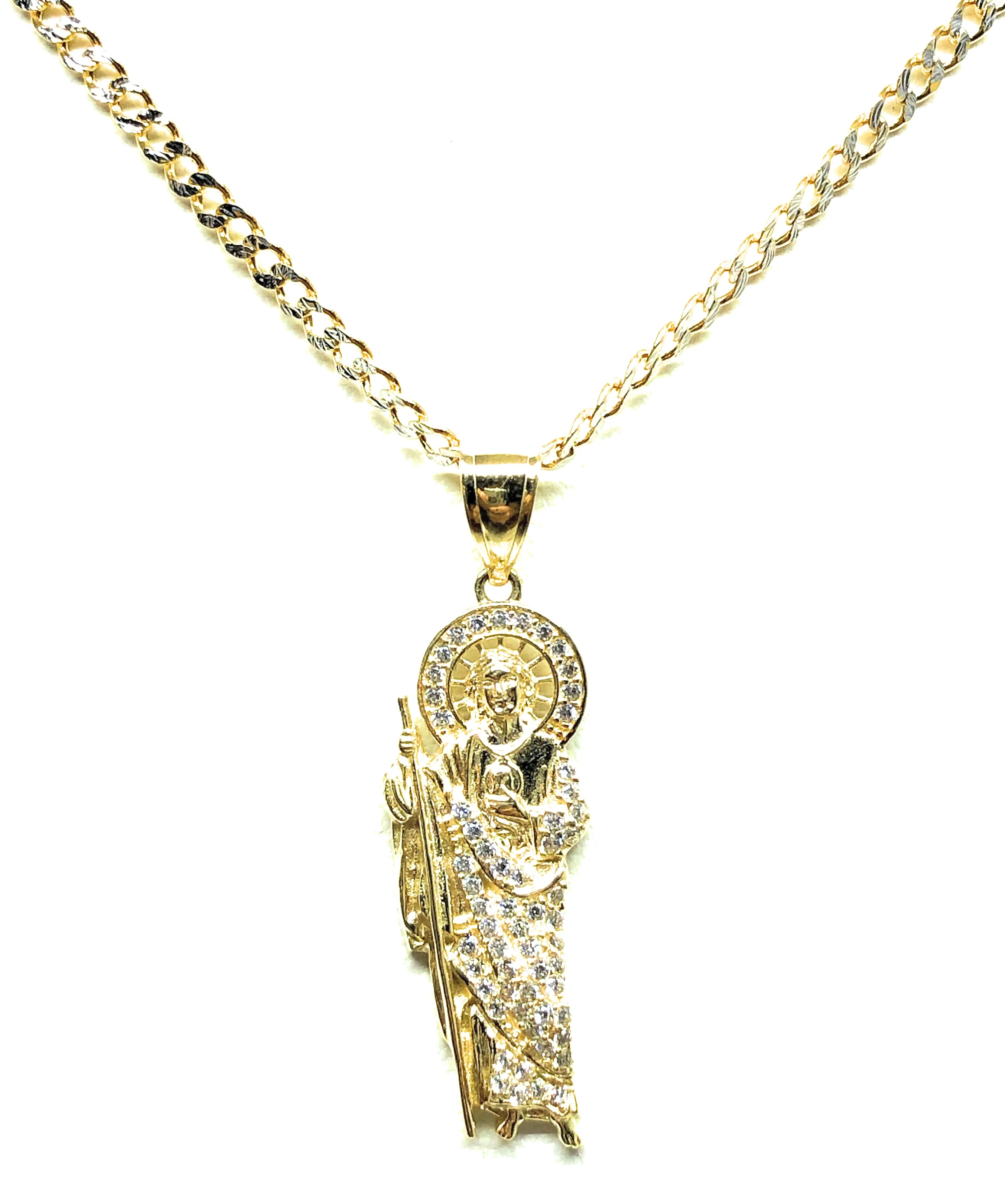 10k Solid Gold Yellow Saan Judas Cubic Zirconia Pendant Necklace (XS, SM, MED) - Image 5
