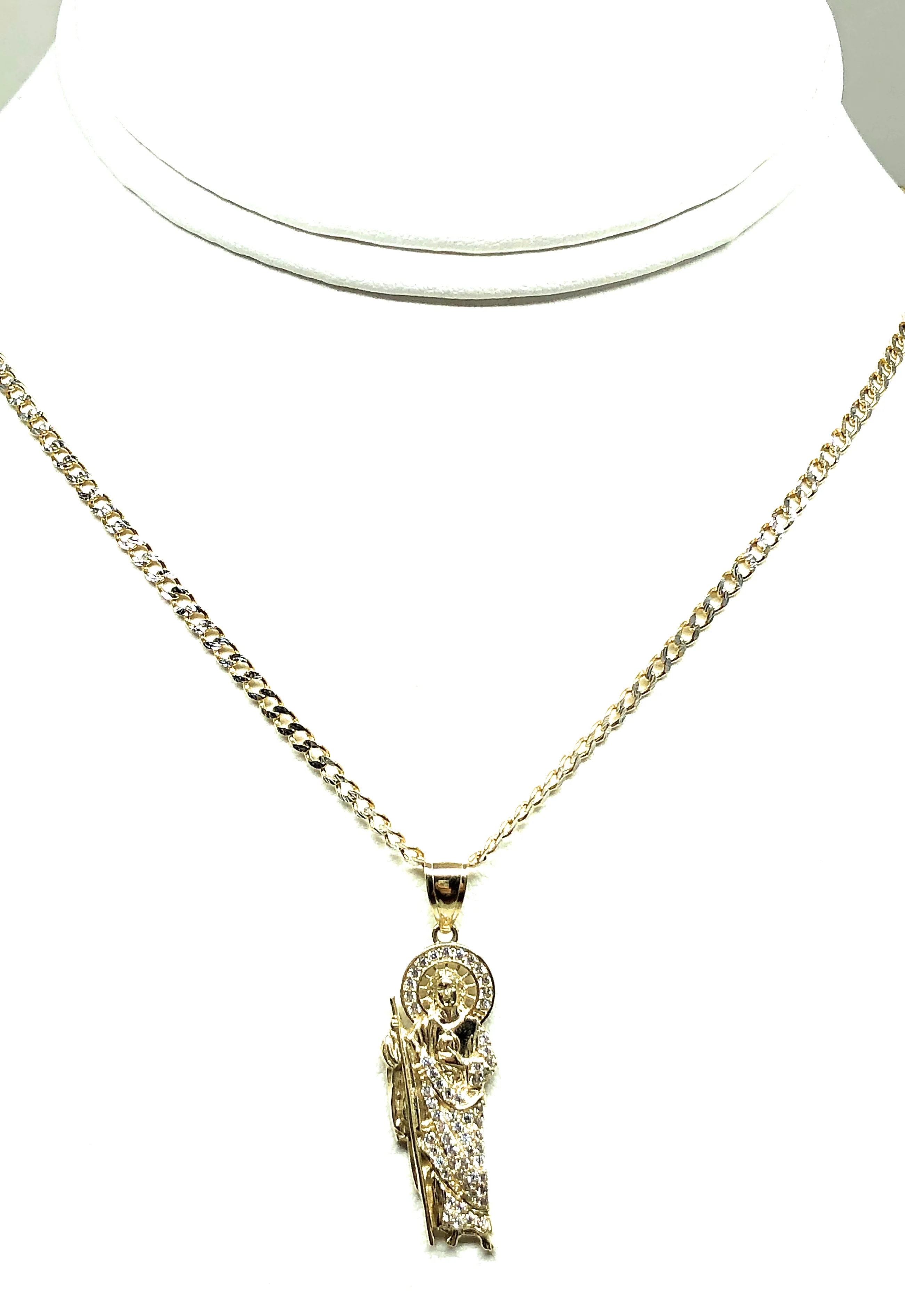 10k Solid Gold Yellow Saan Judas Cubic Zirconia Pendant Necklace (XS, SM, MED) - Image 6