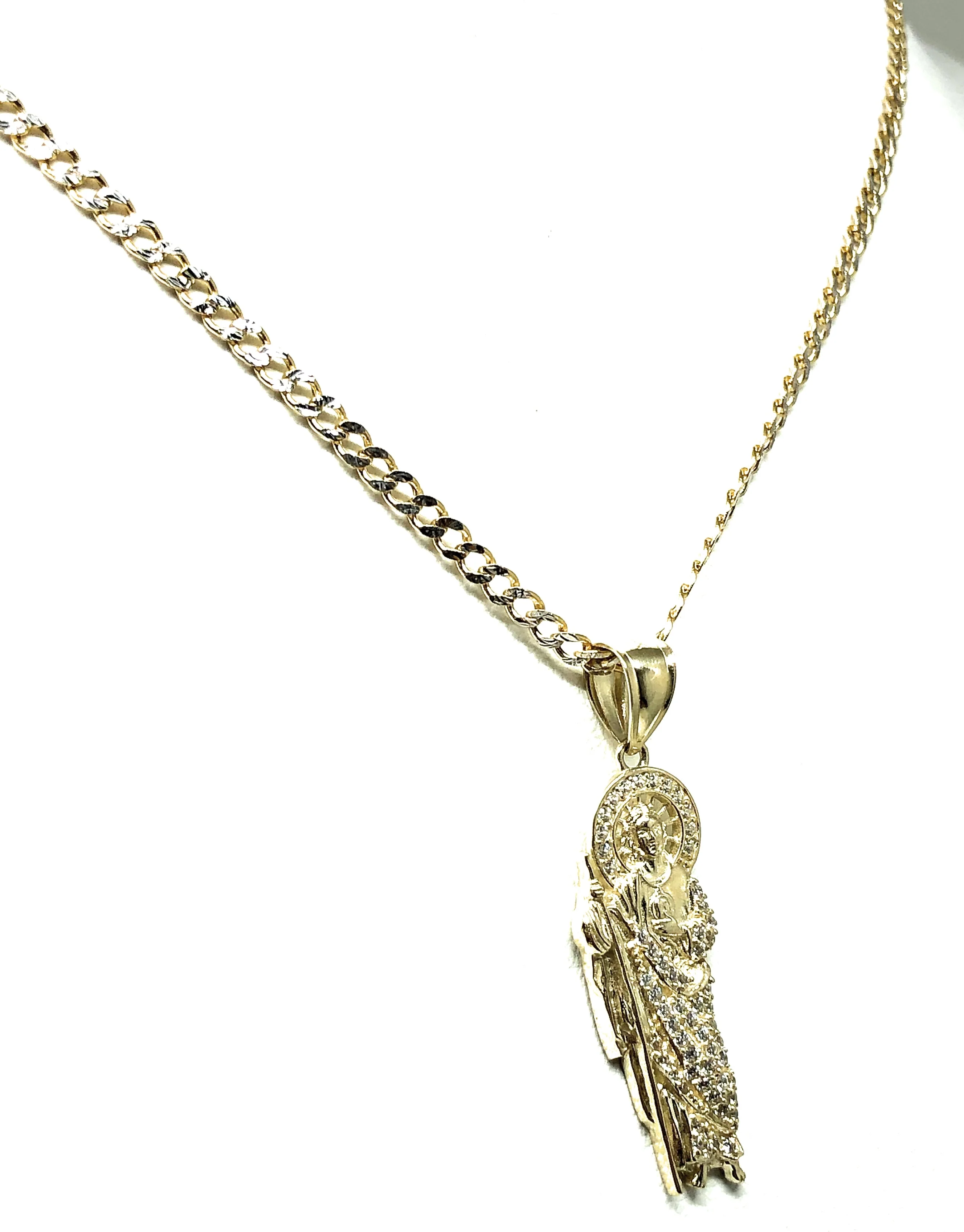 10k Solid Gold Yellow Saan Judas Cubic Zirconia Pendant Necklace (XS, SM, MED) - Image 7