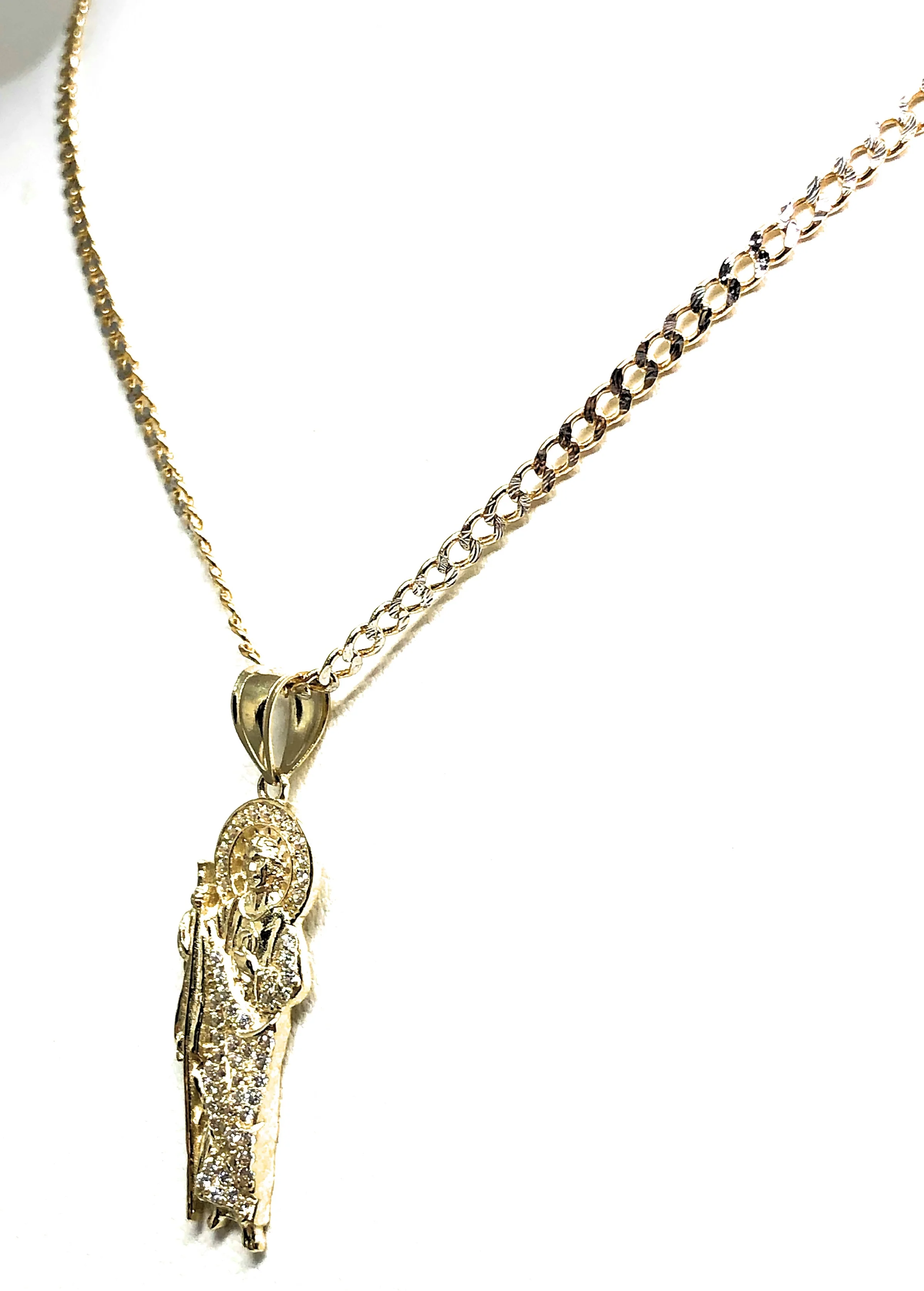 10k Solid Gold Yellow Saan Judas Cubic Zirconia Pendant Necklace (XS, SM, MED) - Image 8