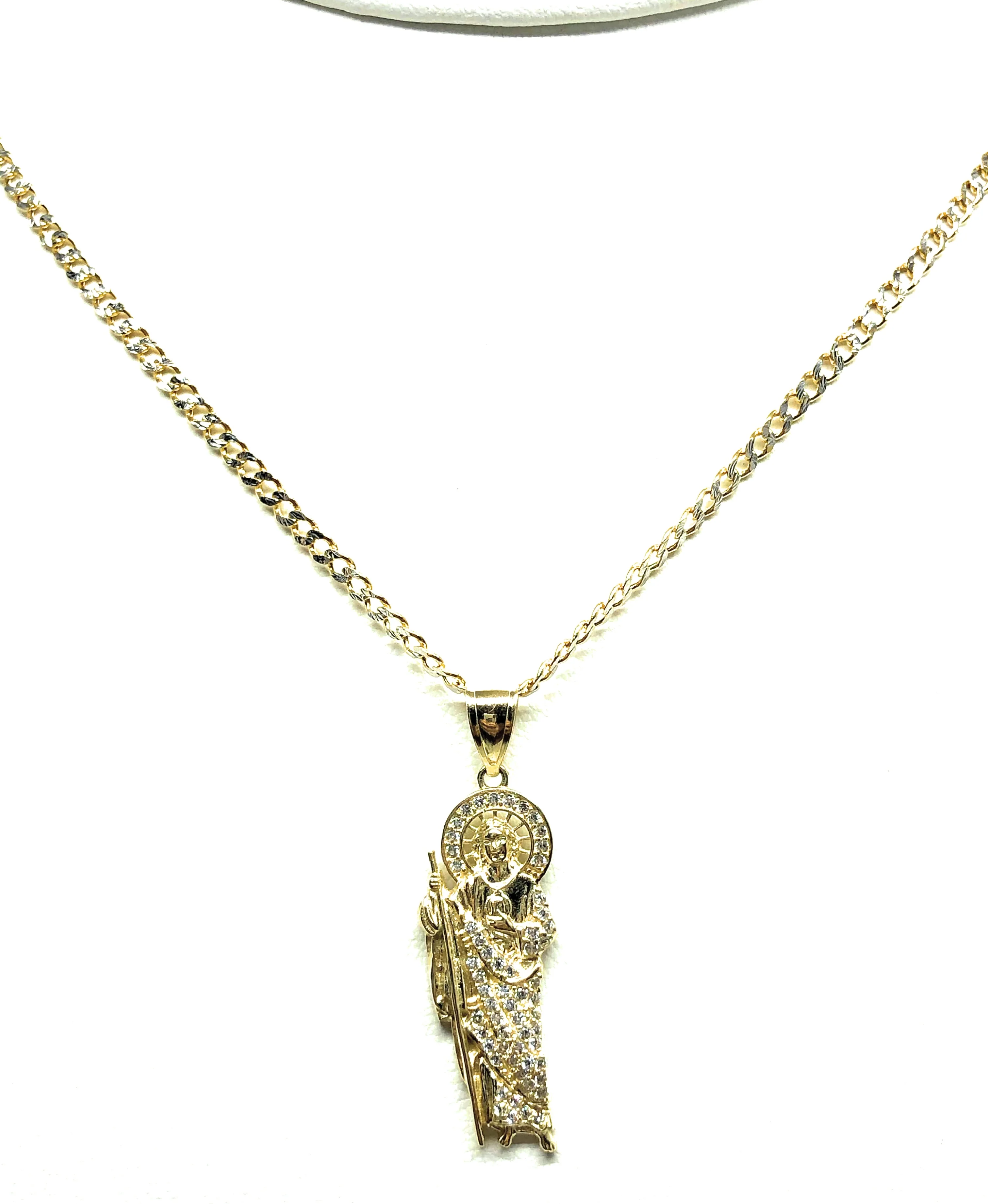 10k Solid Gold Yellow Saan Judas Cubic Zirconia Pendant Necklace (XS, SM, MED) - Image 9