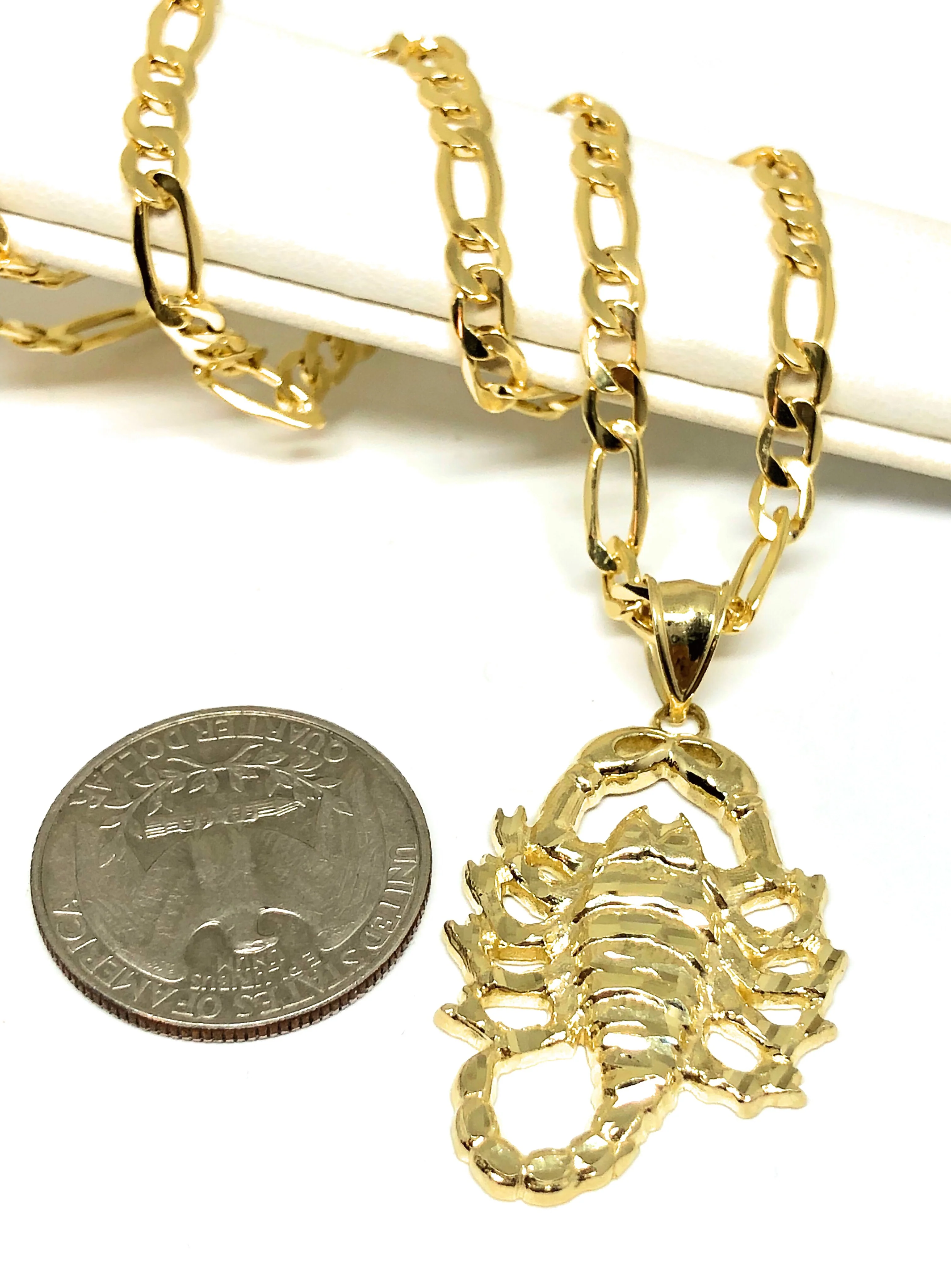 10k Solid Gold Yellow Scorpion Pendant Necklace with Chain - Image 3