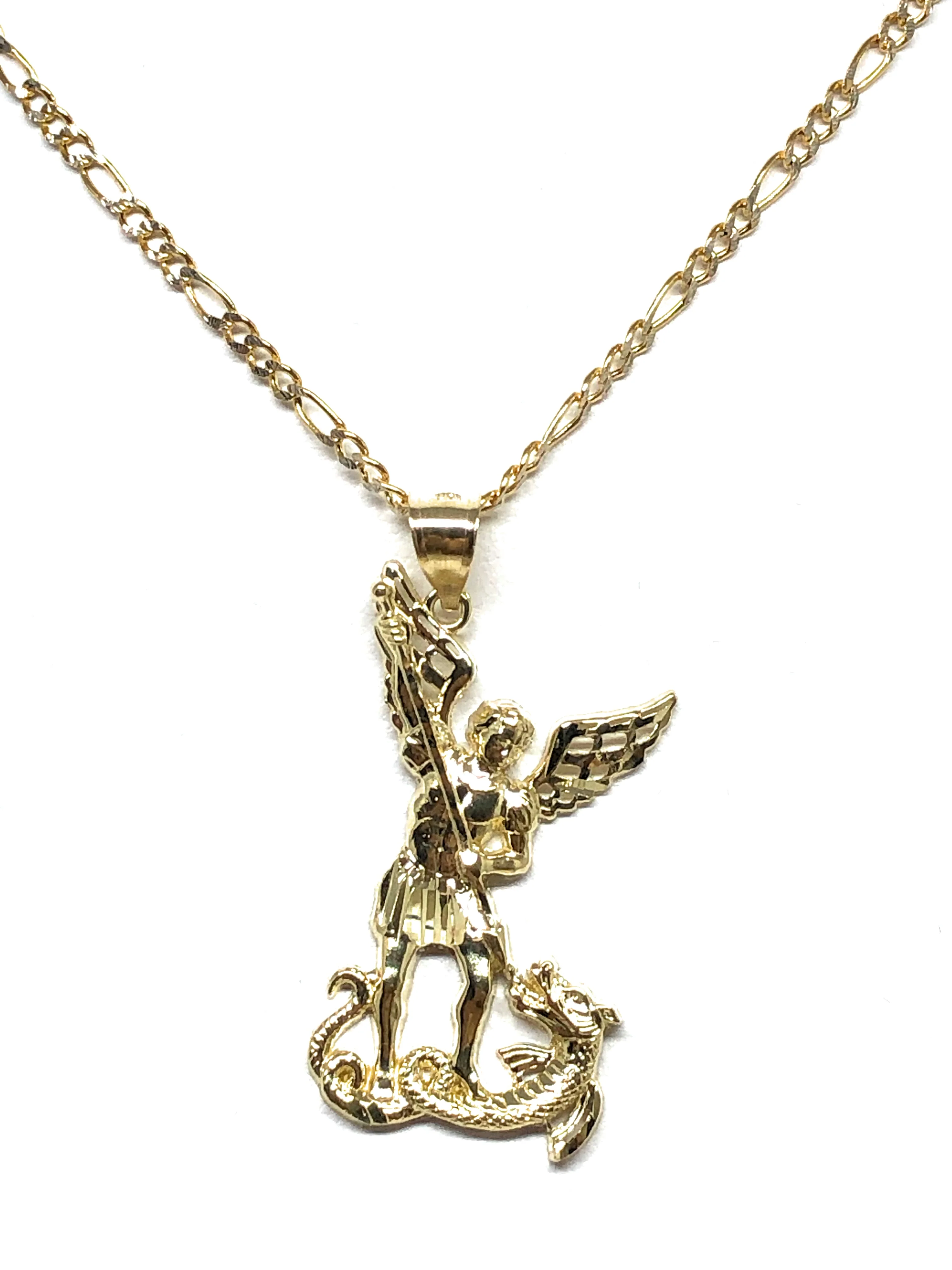 10k Solid Gold Yellow St. Michael Archangel Pendant Necklace - Image 4