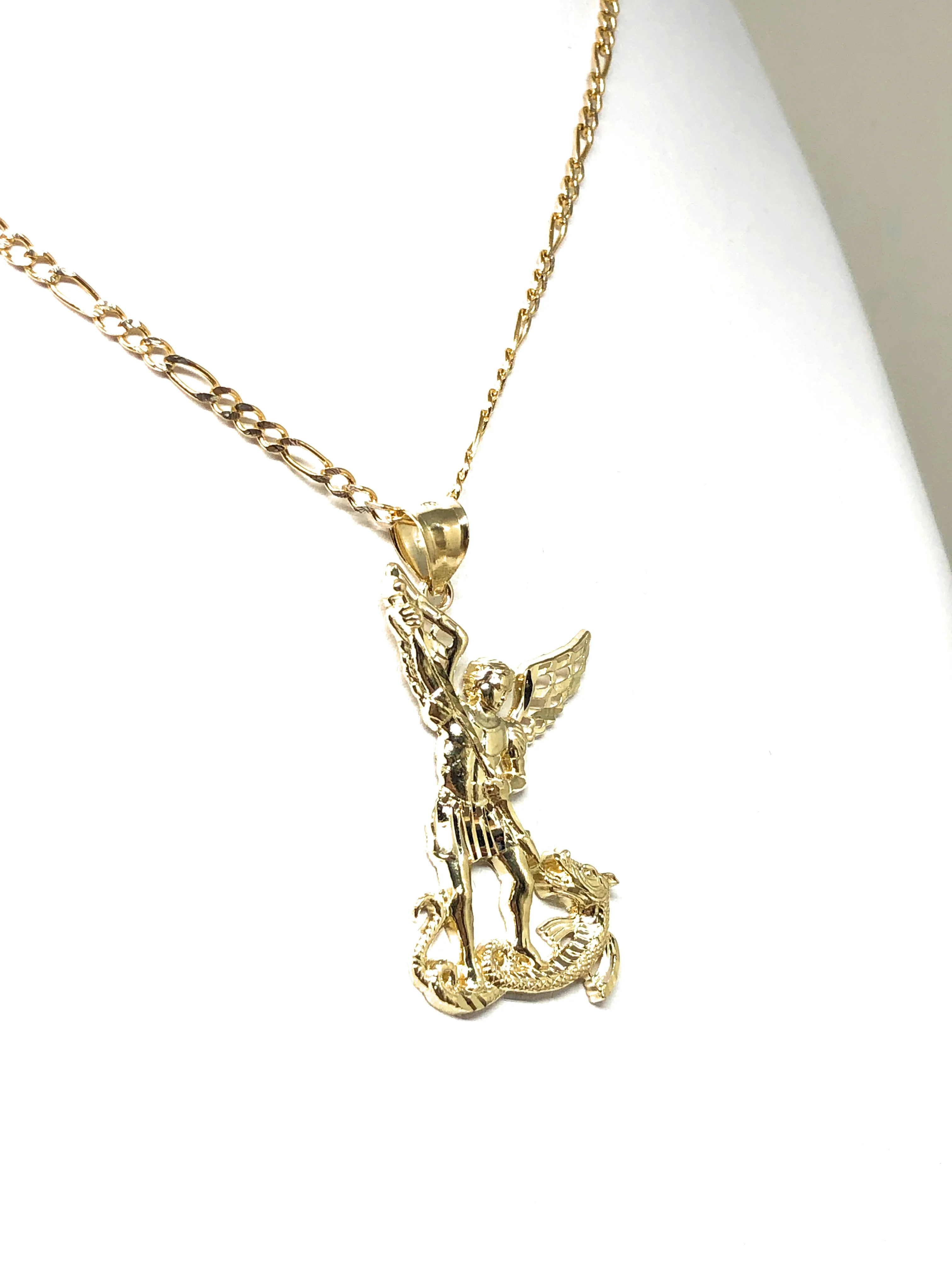 10k Solid Gold Yellow St. Michael Archangel Pendant Necklace - Image 5