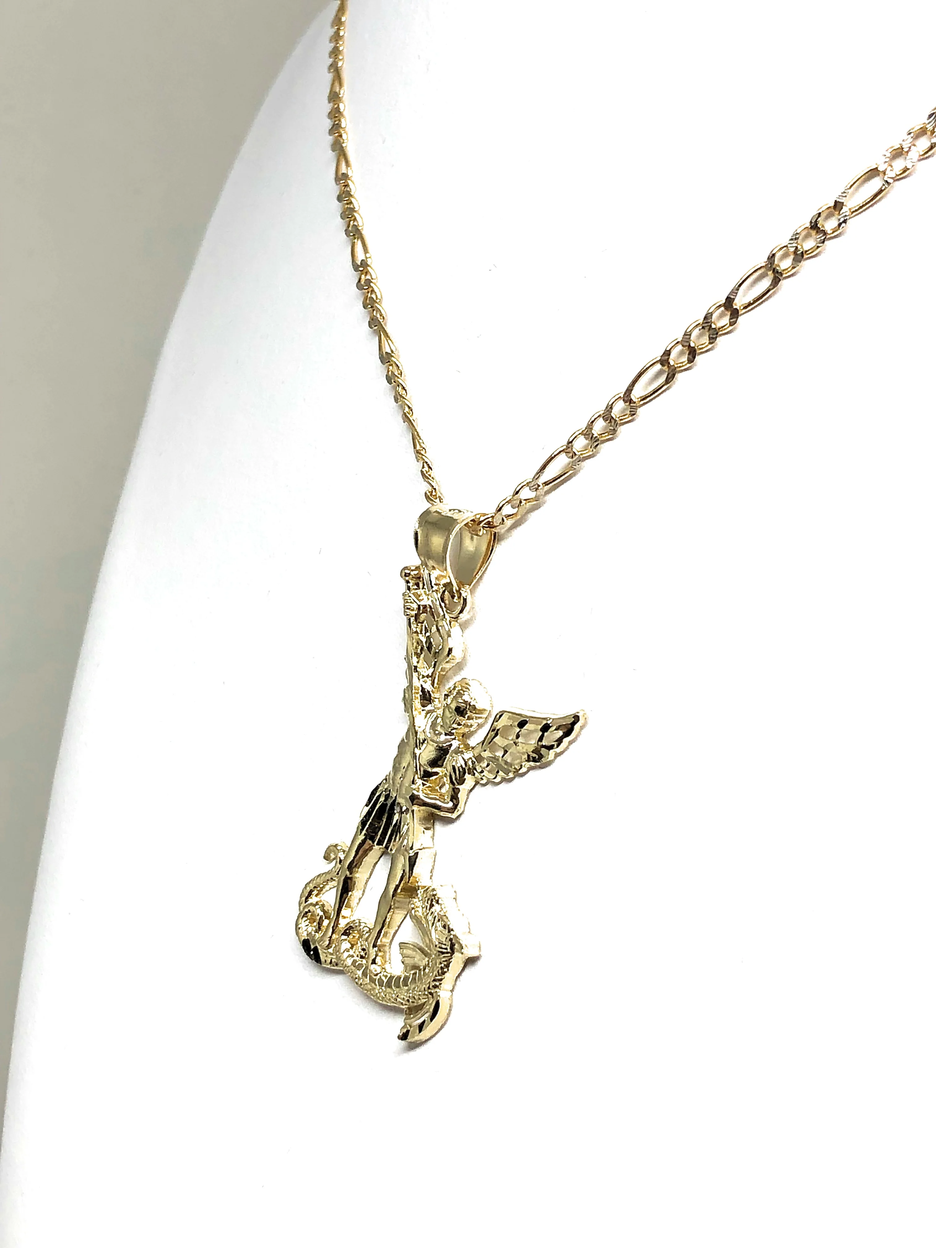10k Solid Gold Yellow St. Michael Archangel Pendant Necklace - Image 6