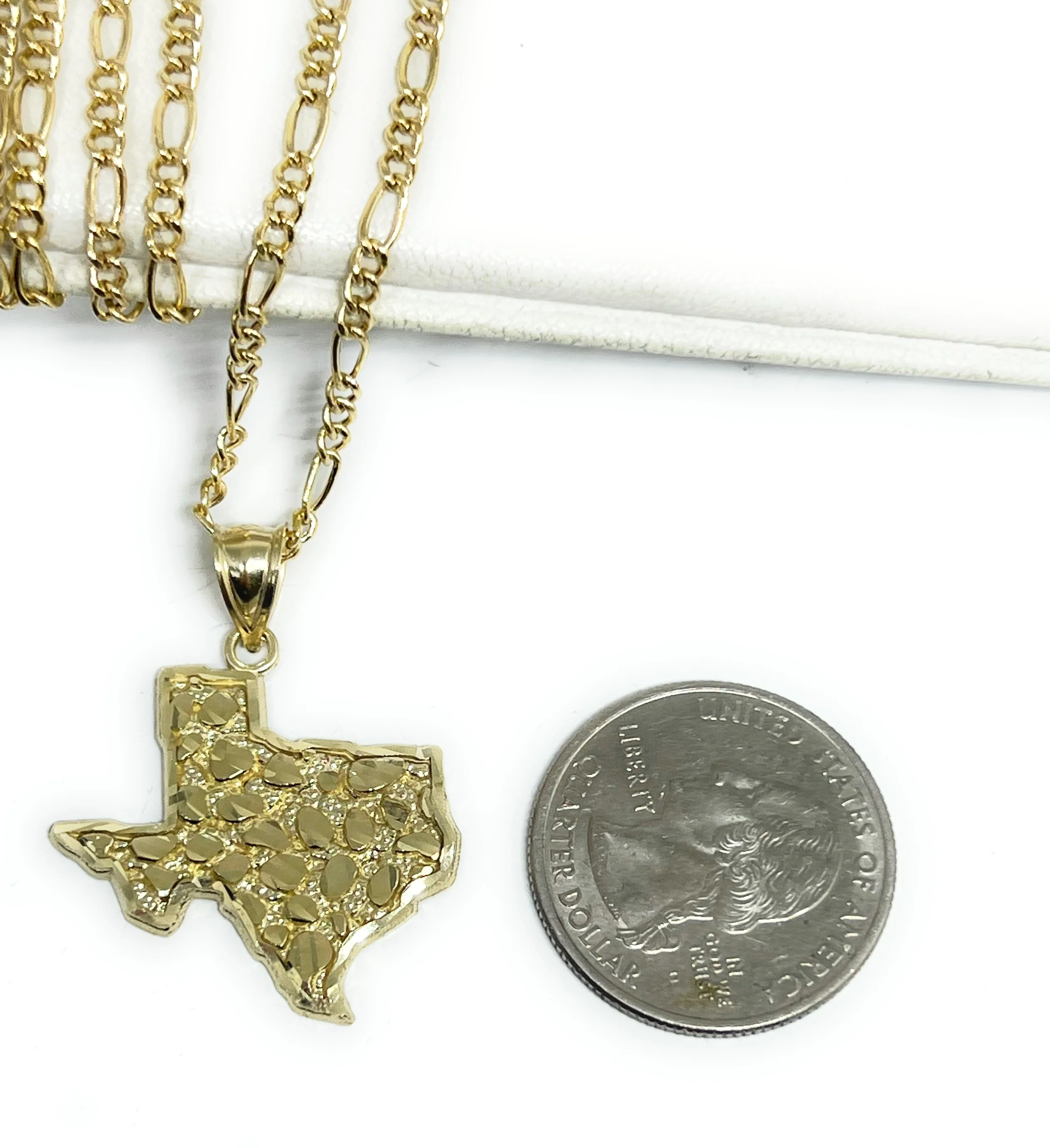 10k Solid Gold Yellow TEXAS NUGGET Pendant Necklace - Image 5