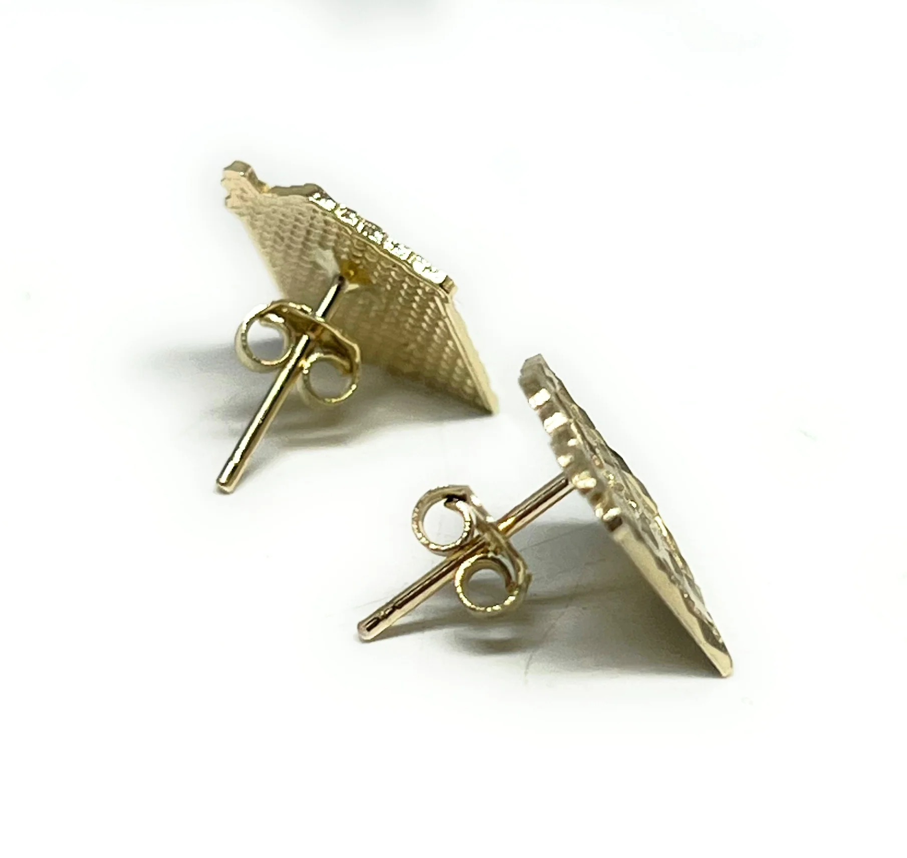 10k Solid Gold Yellow Trap House Mini Dainty Earrings - Image 4