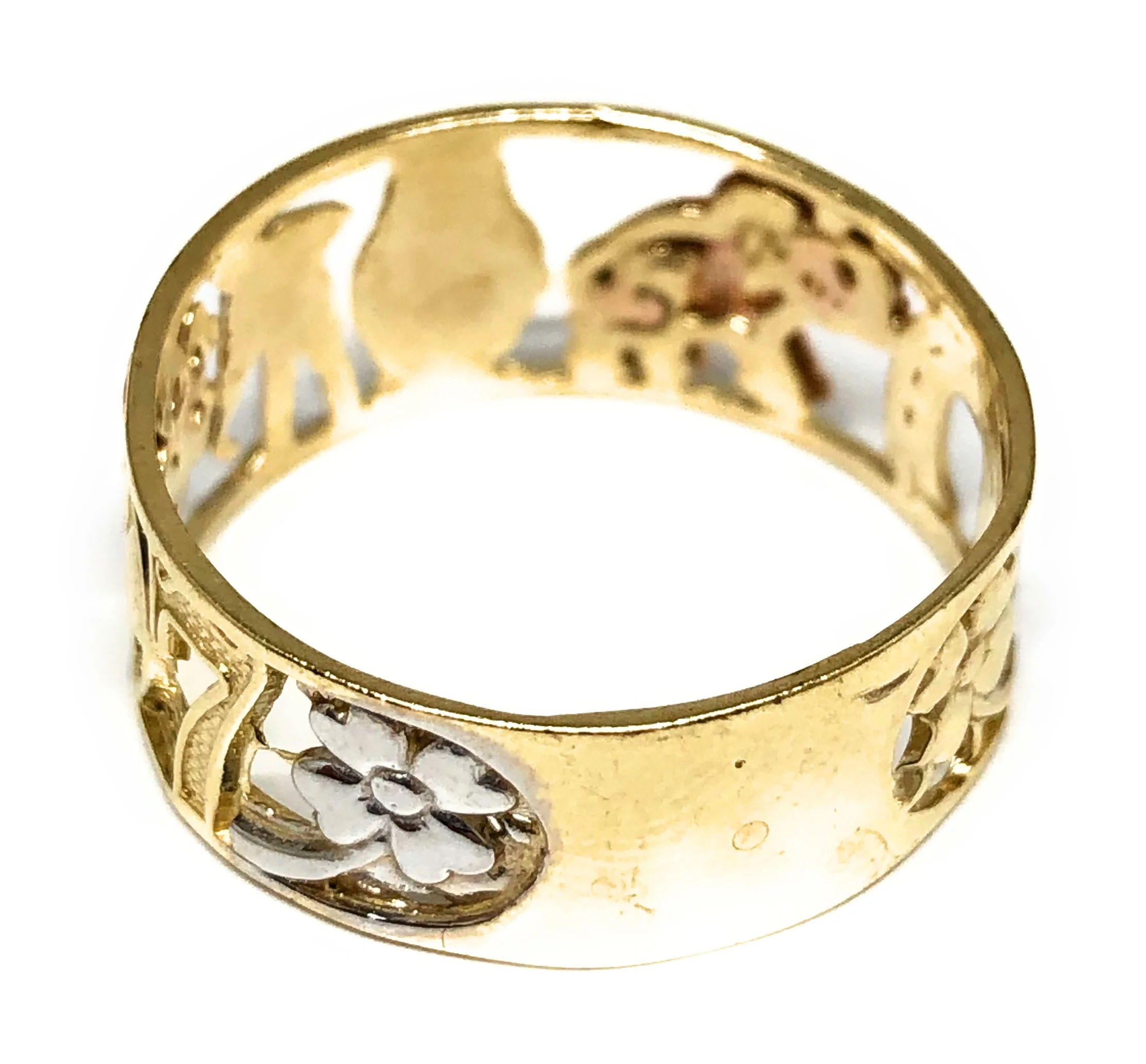 10k Solid Gold Yellow Tri-Color Lucky Symbols Ring Suerte - Image 4