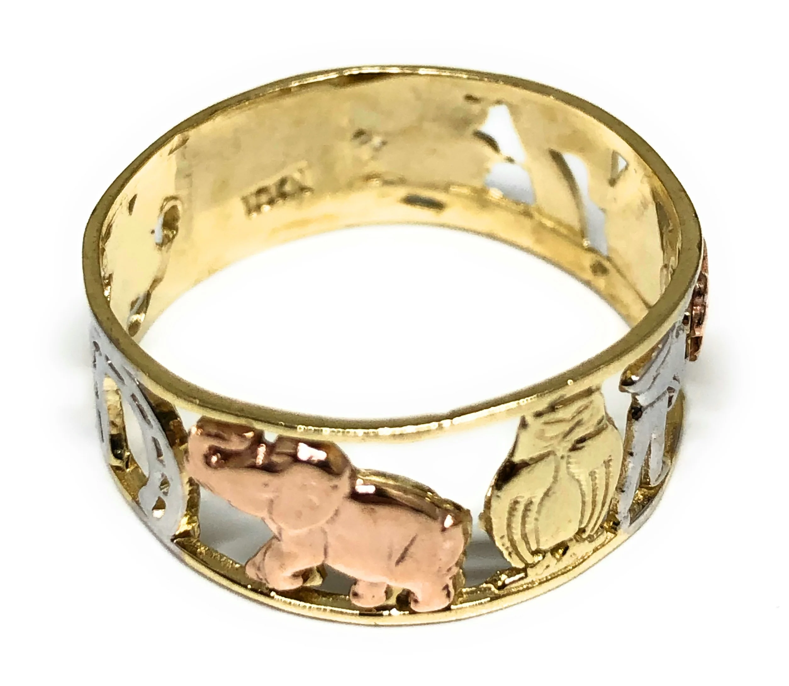 10k Solid Gold Yellow Tri-Color Lucky Symbols Ring Suerte - Image 5