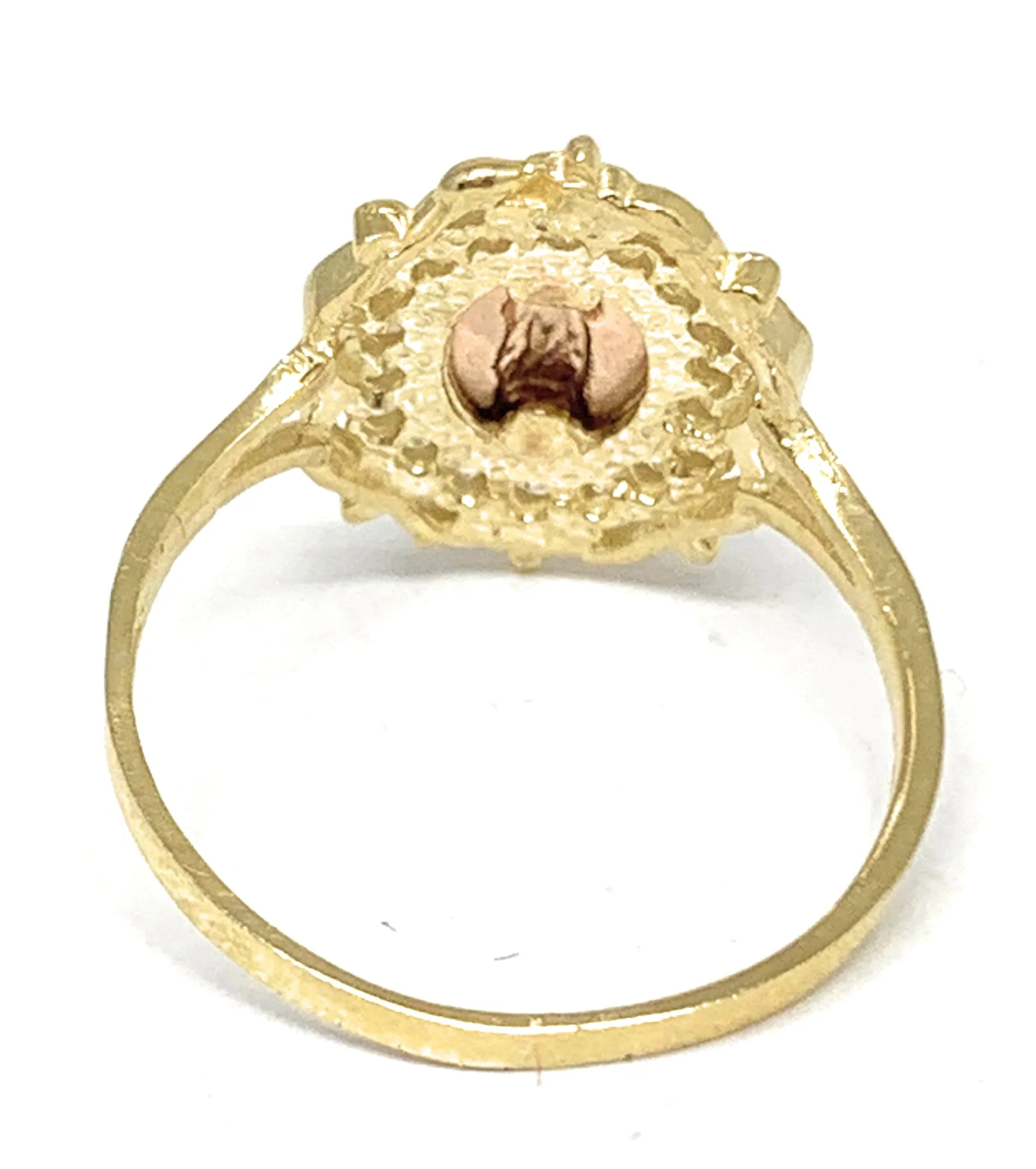 10k Solid Gold Yellow Tri-Color Virrgin Mary CZ Elegant Ring - Image 3