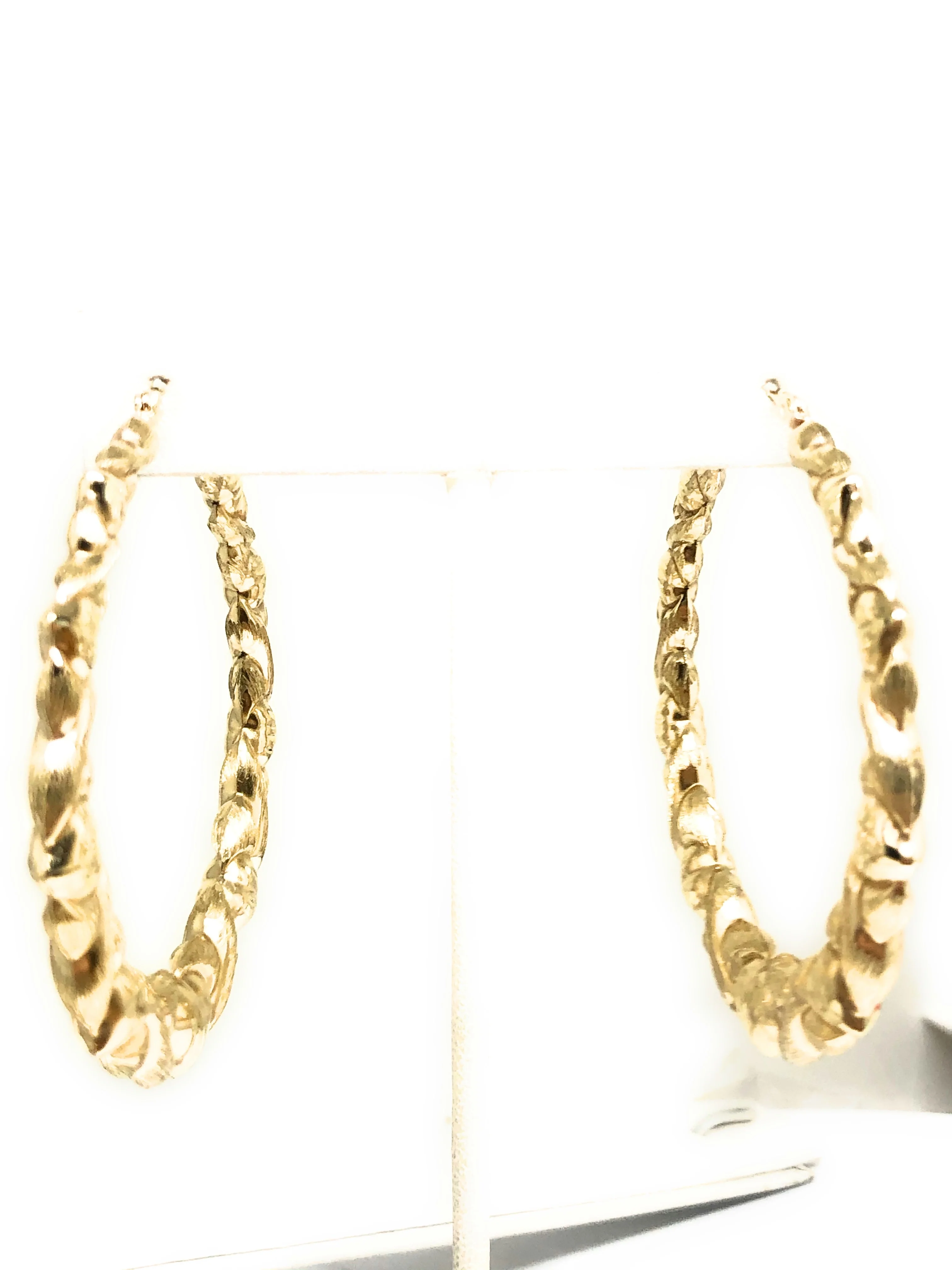 10k Solid Gold Yellow Twist Heart Hoop Earrings 1.5-2.5 INCH Arracadas - Image 5