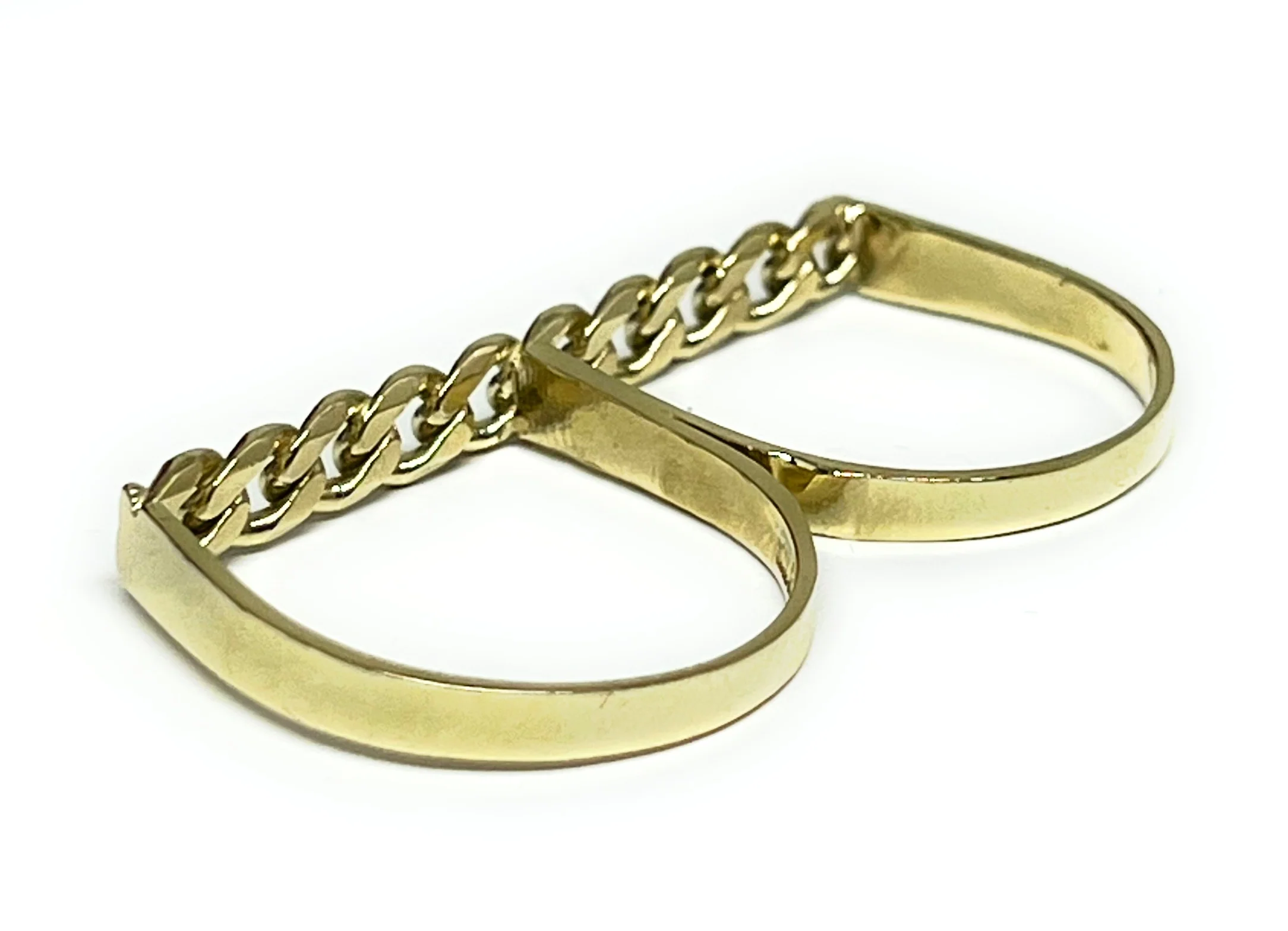 10k Solid Gold Yellow TWO FINGER CUBAN LINK Ring (4g) - Image 4