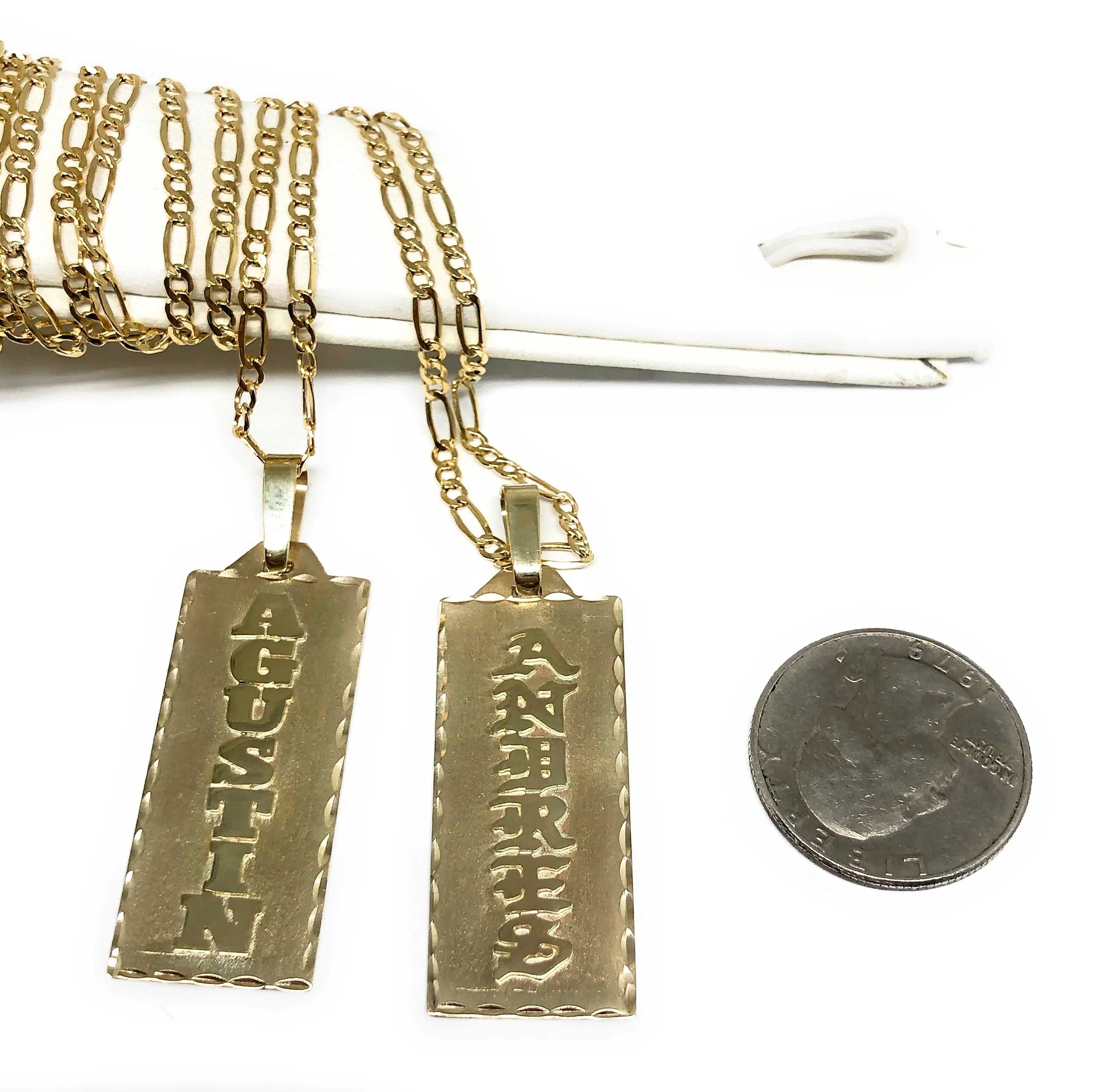 10k Solid Gold Yellow Vertical Custom Nameplate Pendant Necklace with Chain Options - Image 2