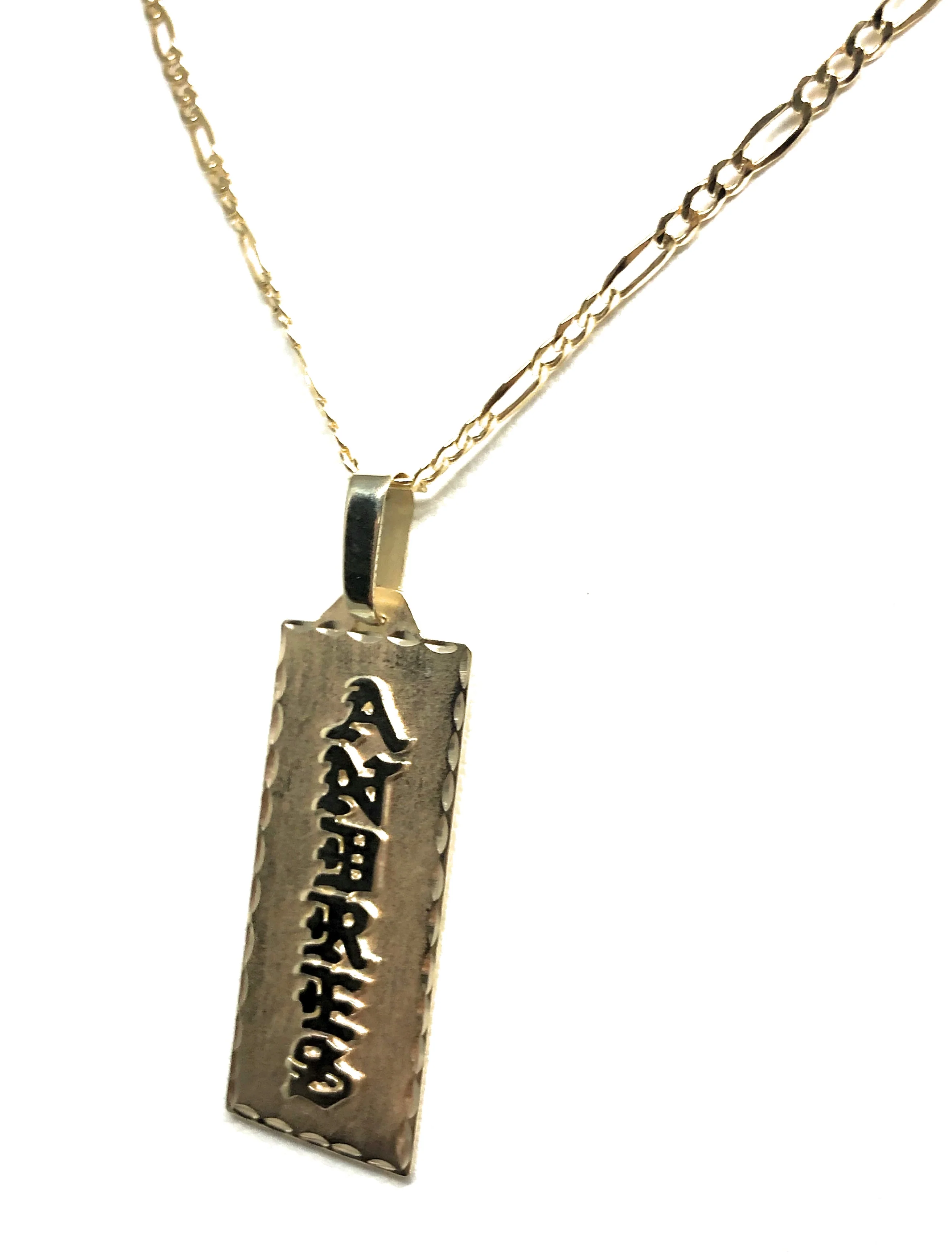 10k Solid Gold Yellow Vertical Custom Nameplate Pendant Necklace with Chain Options - Image 8