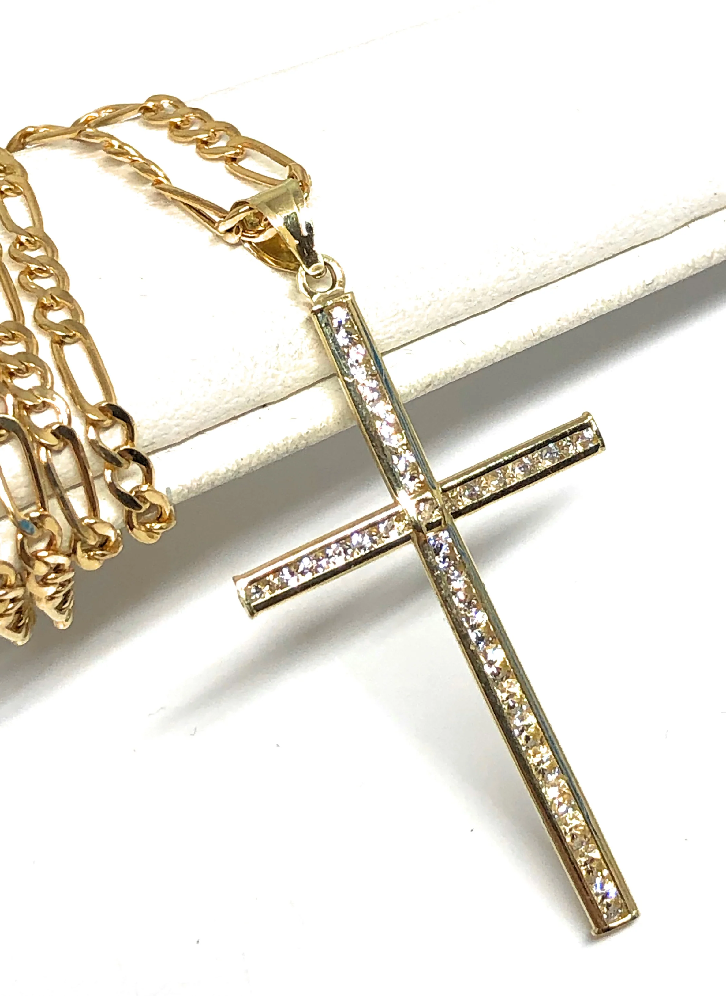 10k Solid Gold Classic Crucifix Cross CZ Pendant (SM, MED)