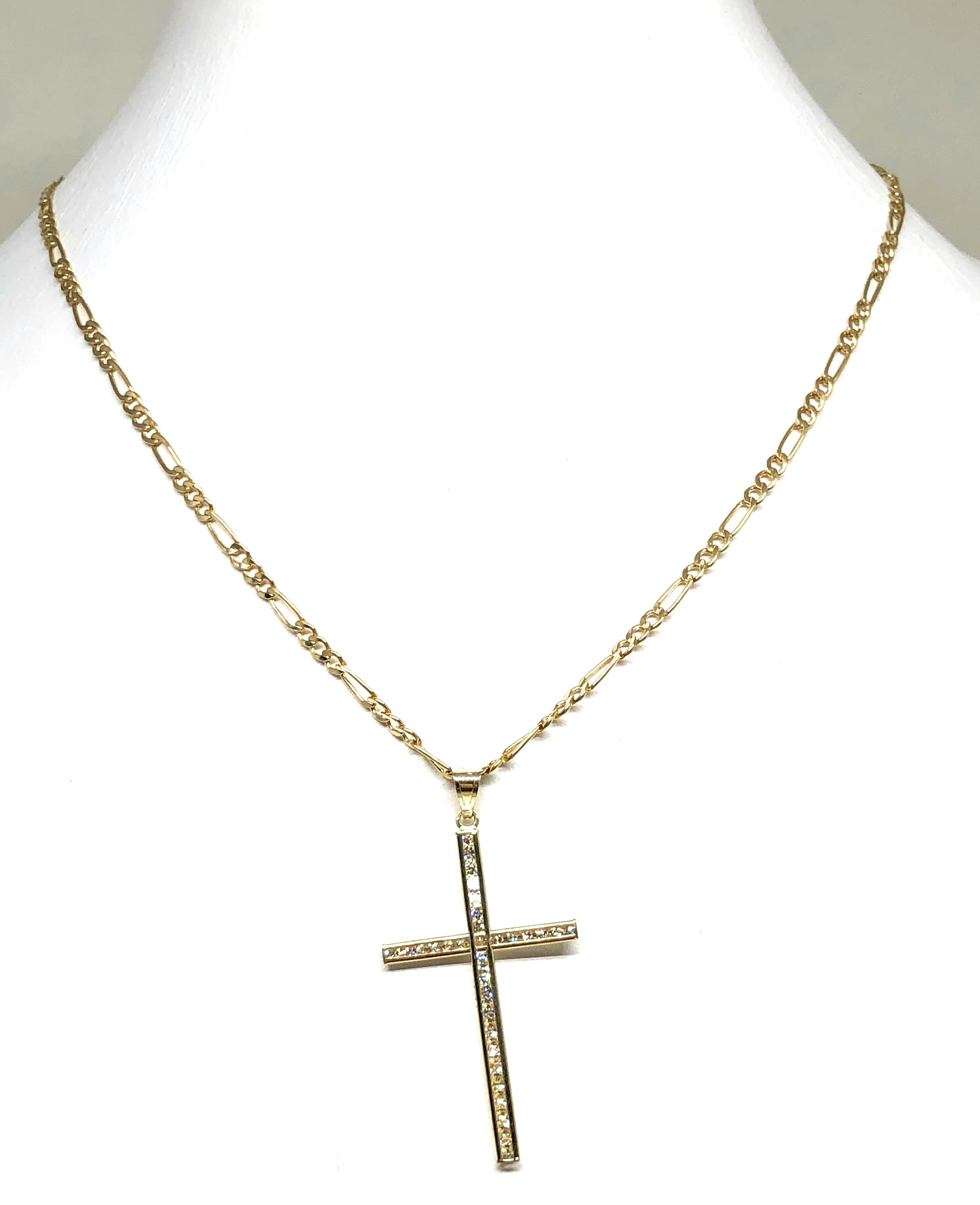 10k Solid Gold Classic Crucifix Cross CZ Pendant (SM, MED) - Image 3