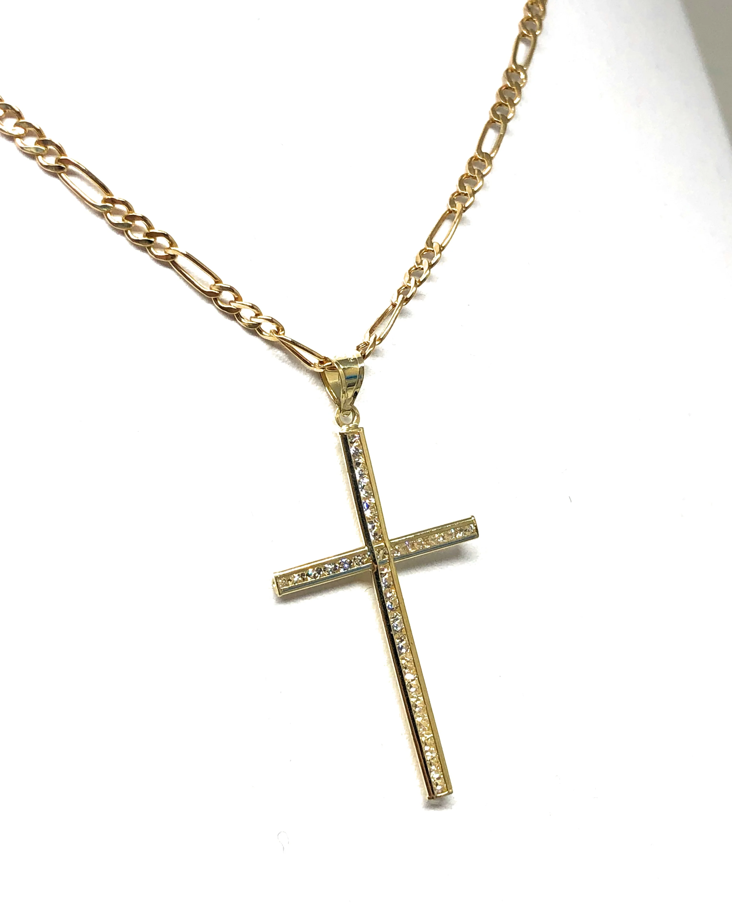 10k Solid Gold Classic Crucifix Cross CZ Pendant (SM, MED) - Image 5