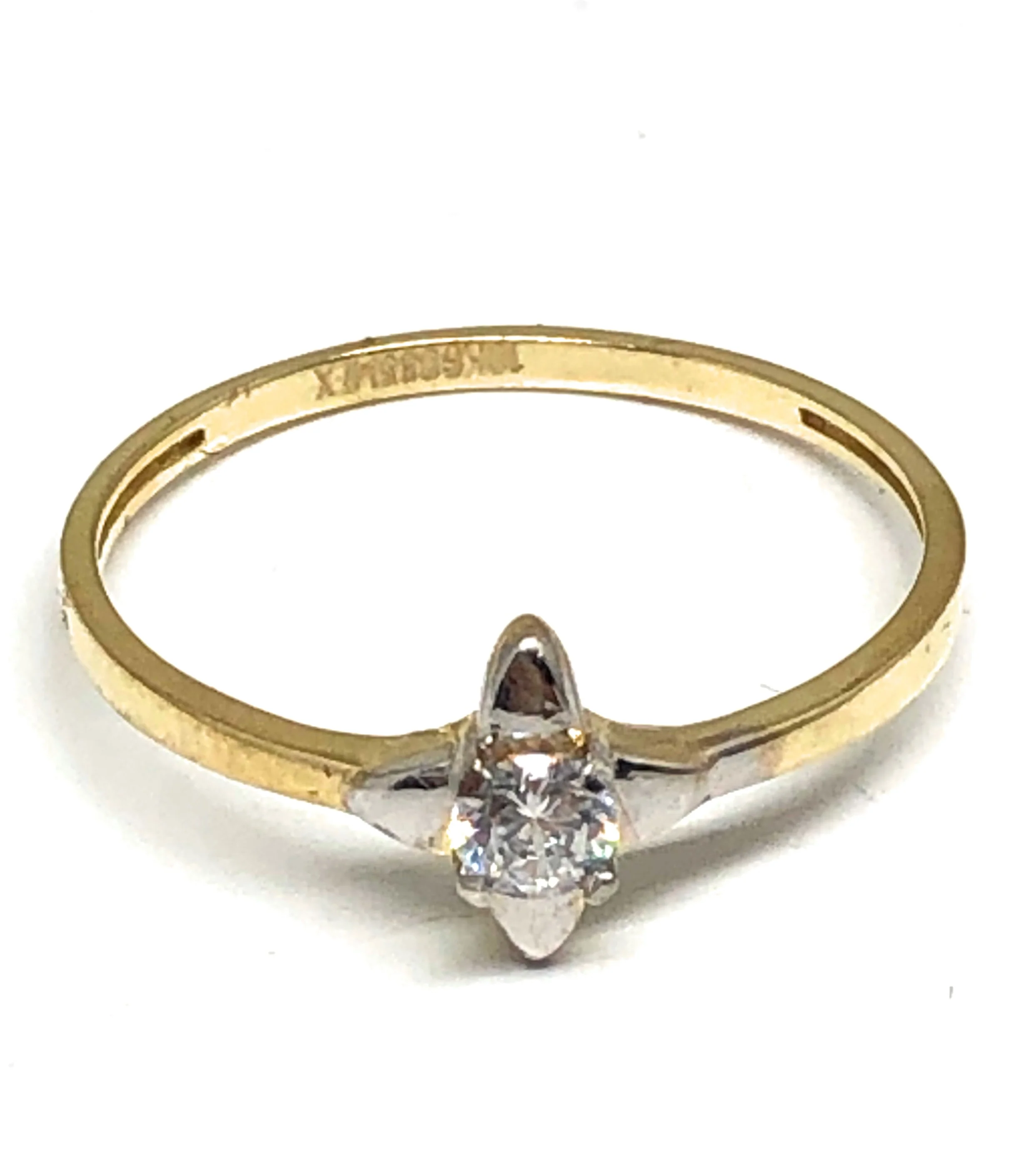 10k Solid Gold Yellow & White Gold CZ Flower Ring