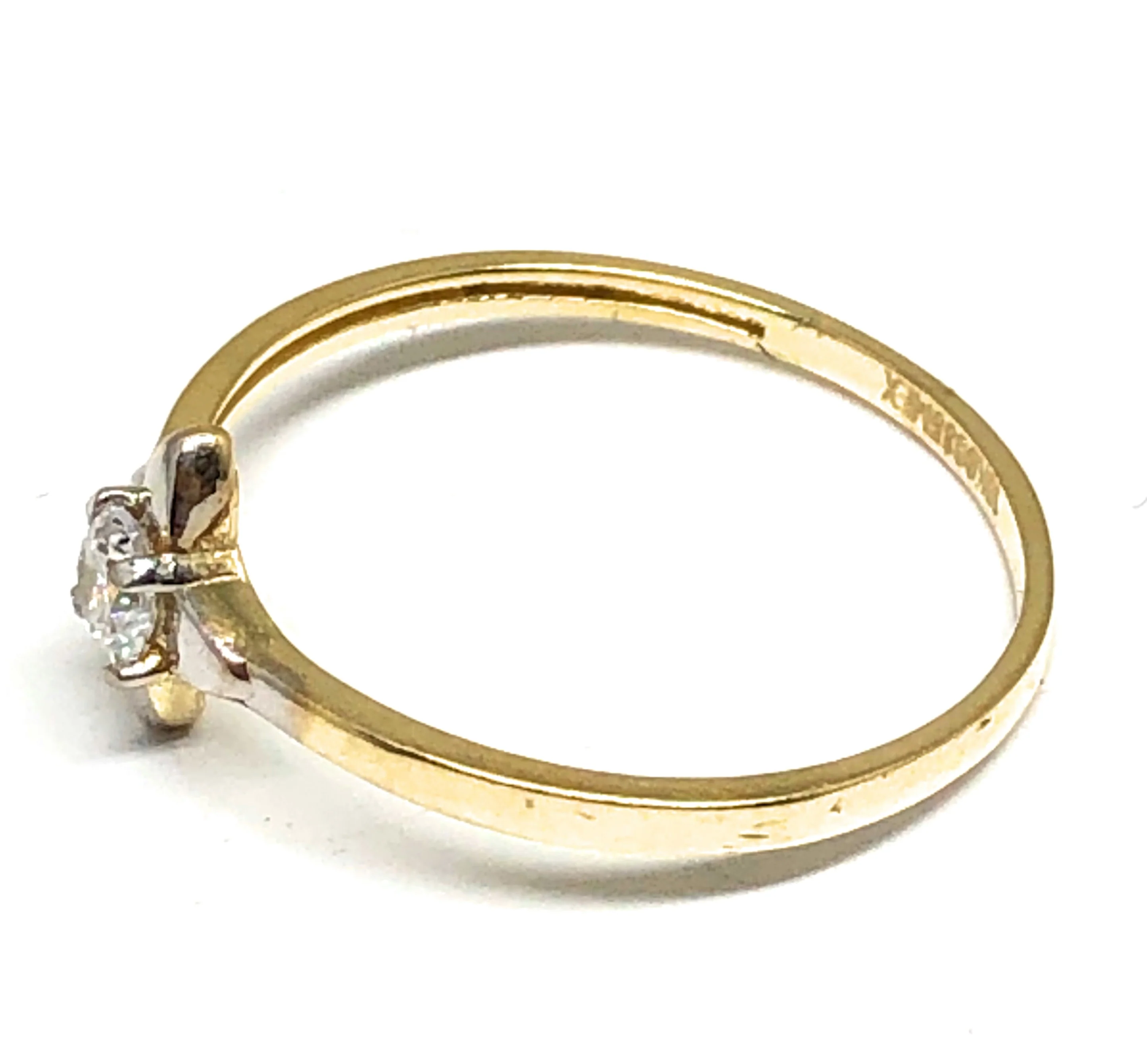 10k Solid Gold Yellow & White Gold CZ Flower Ring - Image 2