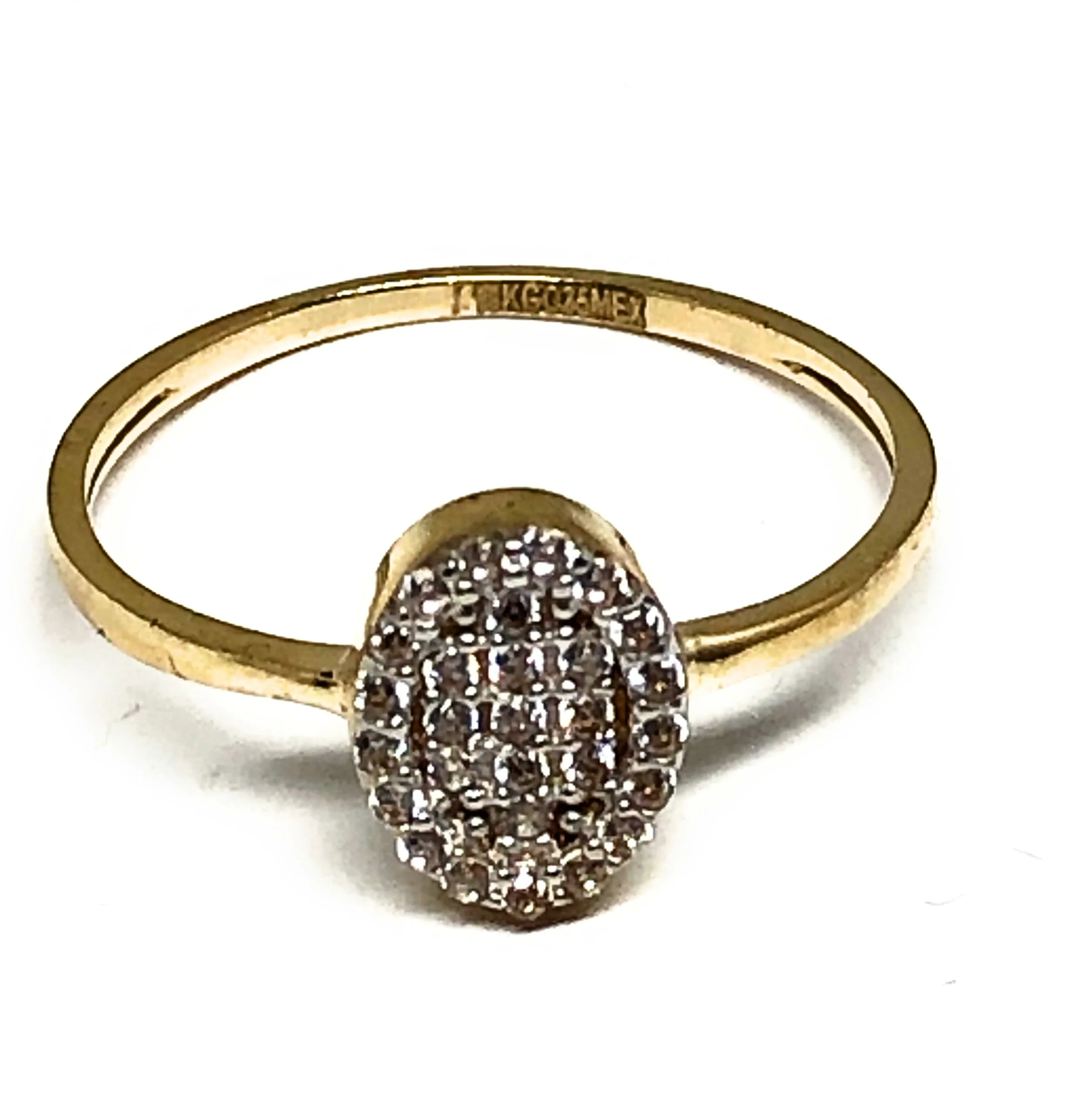 10k Solid Gold Yellow & White Gold CZ Round Ring